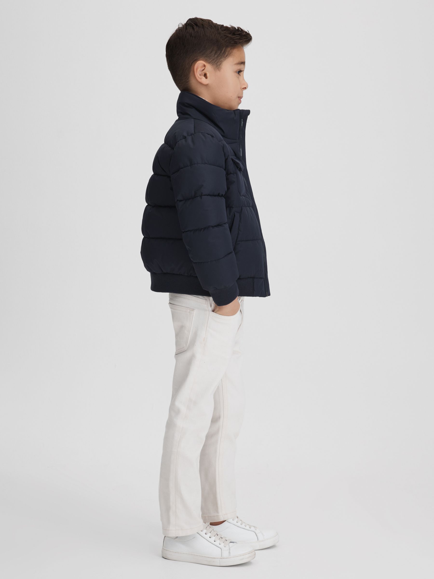 3-9 yrs Padded Faux Fur Coat in Navy - Image 4 of 6