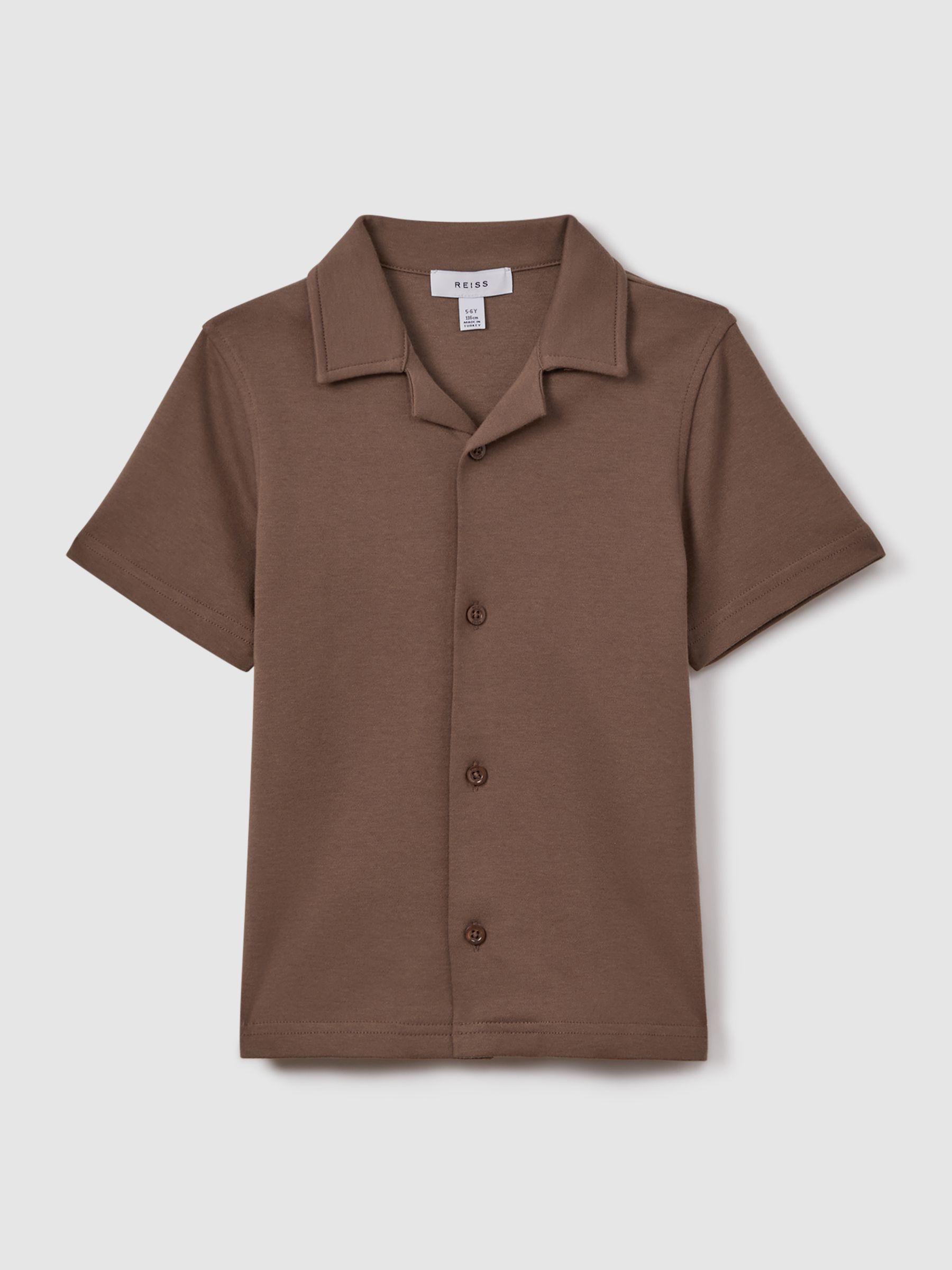 3-9 yrs Cotton Cuban Collar Shirt in Tobacco - Image 2 of 6