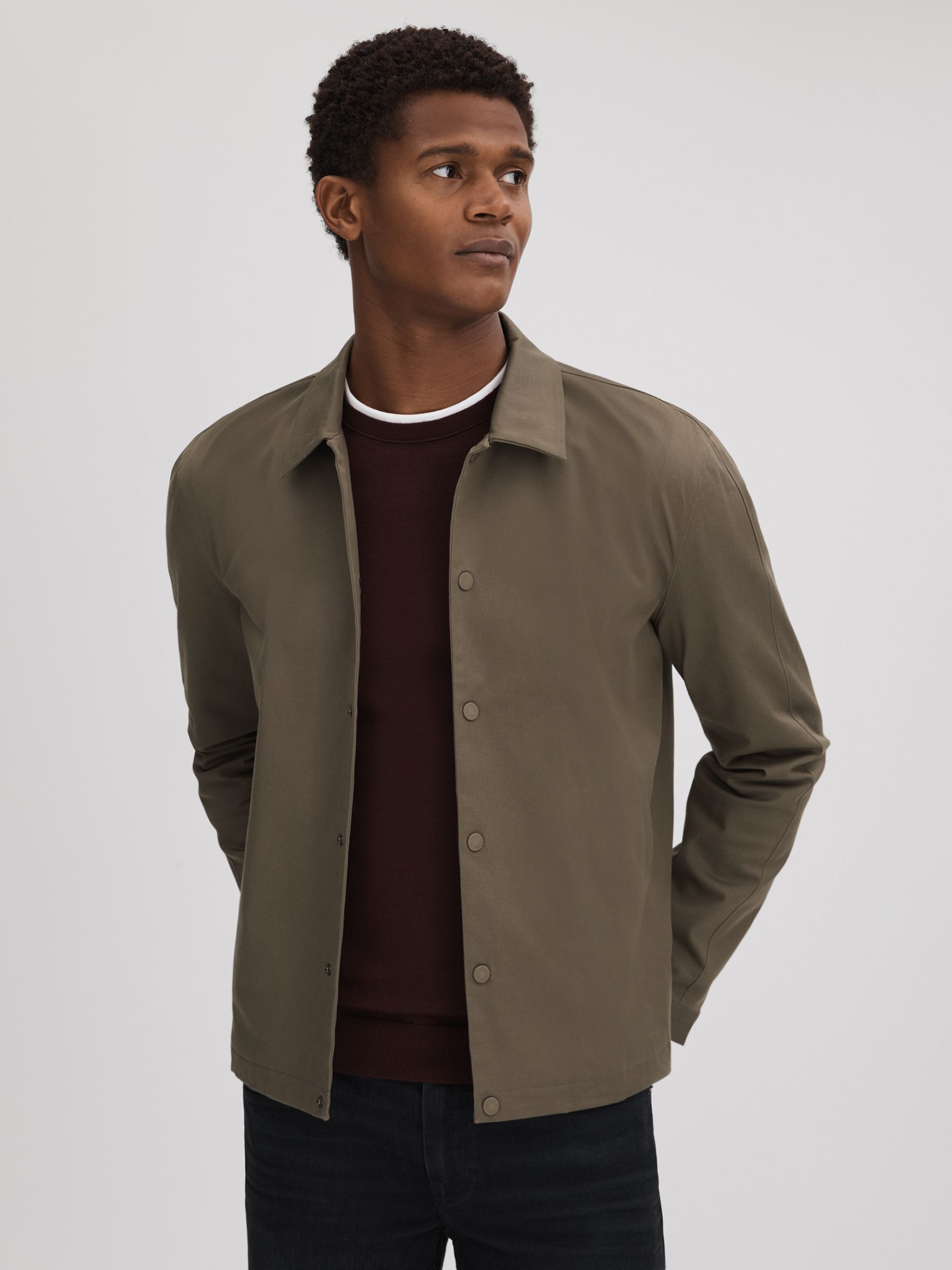 Paige Cotton Blend Press-Stud Jacket in Antique Press - Image 1 of 6