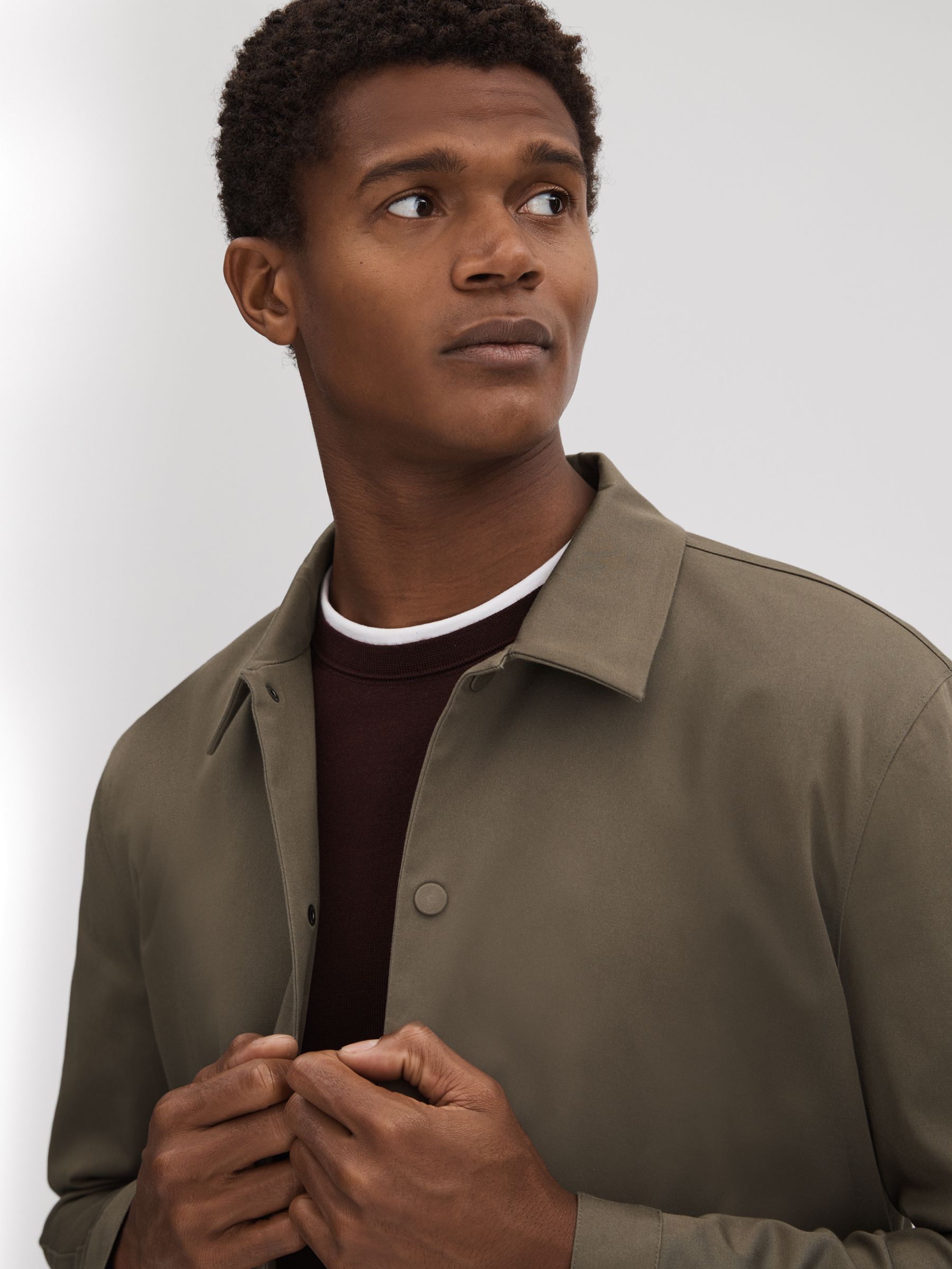 Paige Cotton Blend Press-Stud Jacket in Antique Press - Image 4 of 6