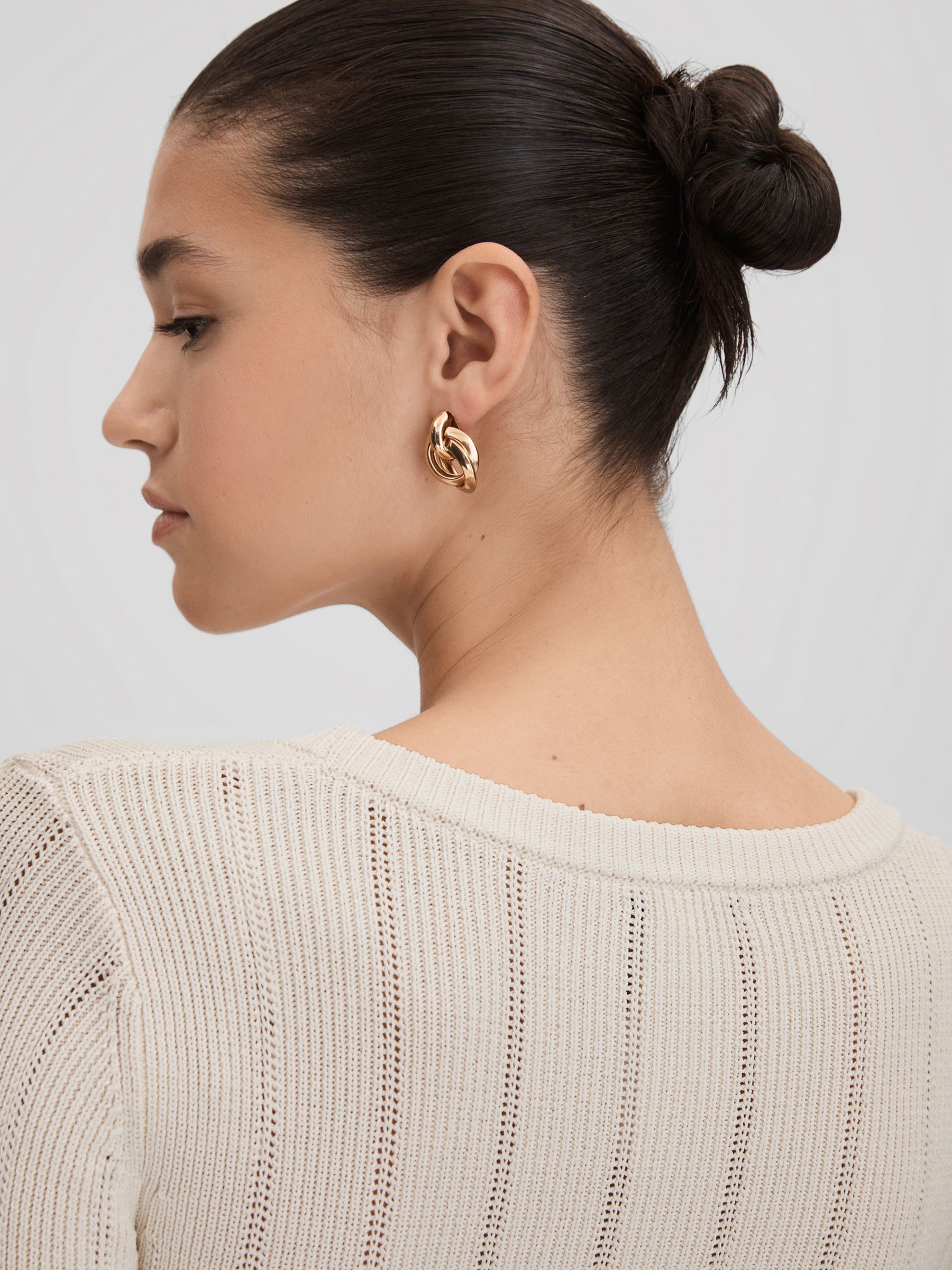 Knitted Scoop Neck Top in Cream - Image 6 of 7
