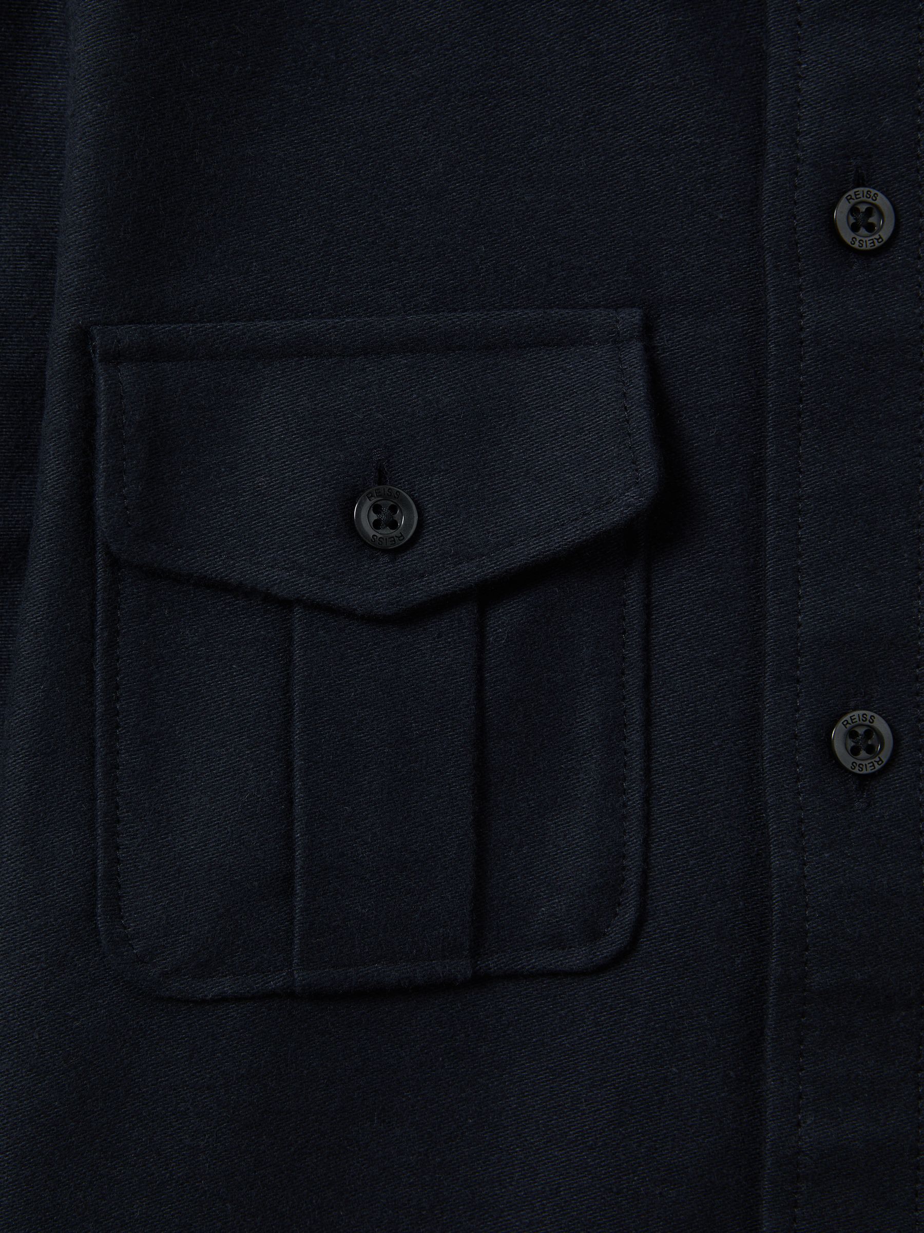 Brushed Cotton Patch Pocket Overshirt in Navy - Image 4 of 4