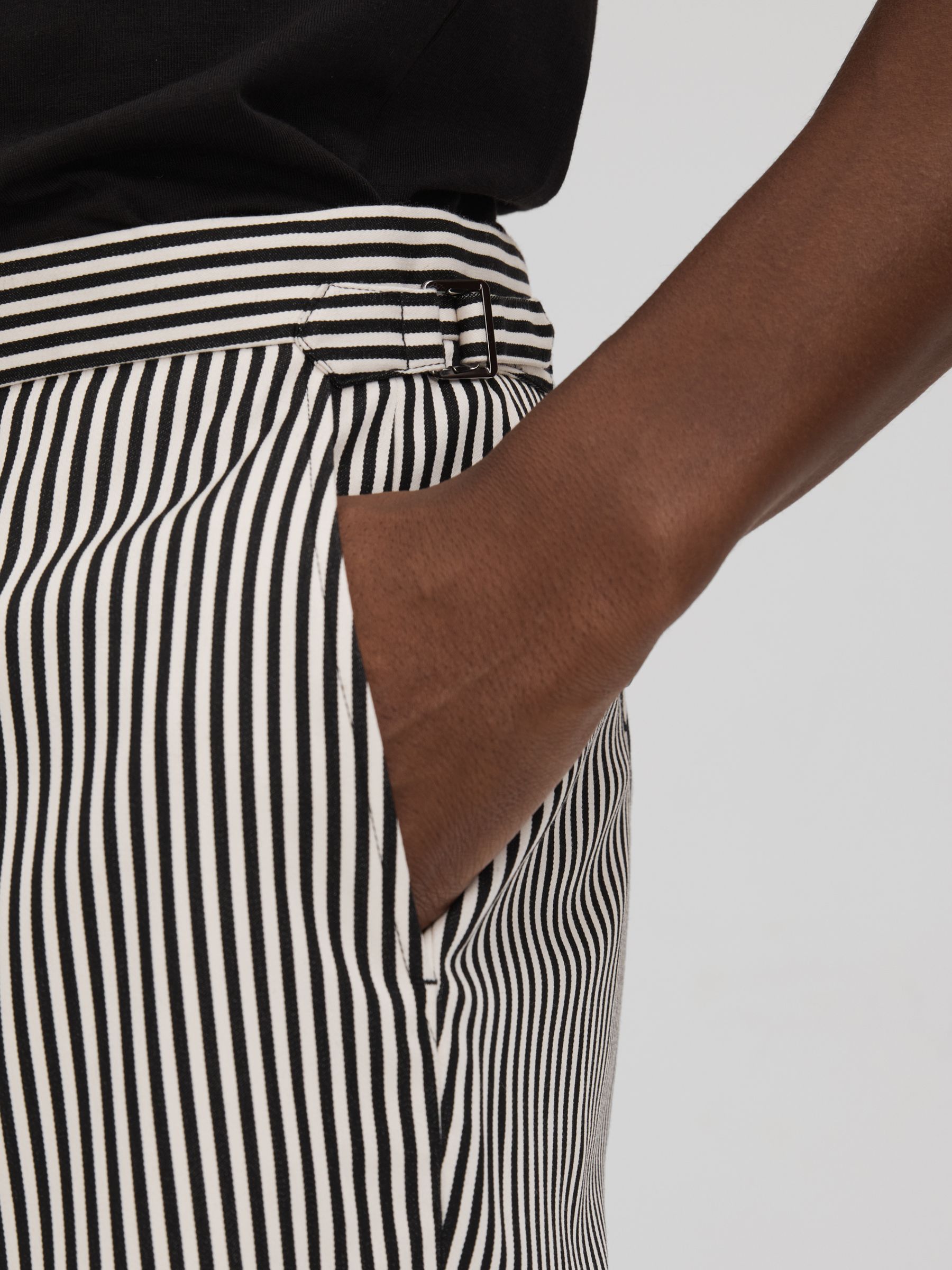 Striped Adjuster Shorts in Black/White - Image 4 of 6
