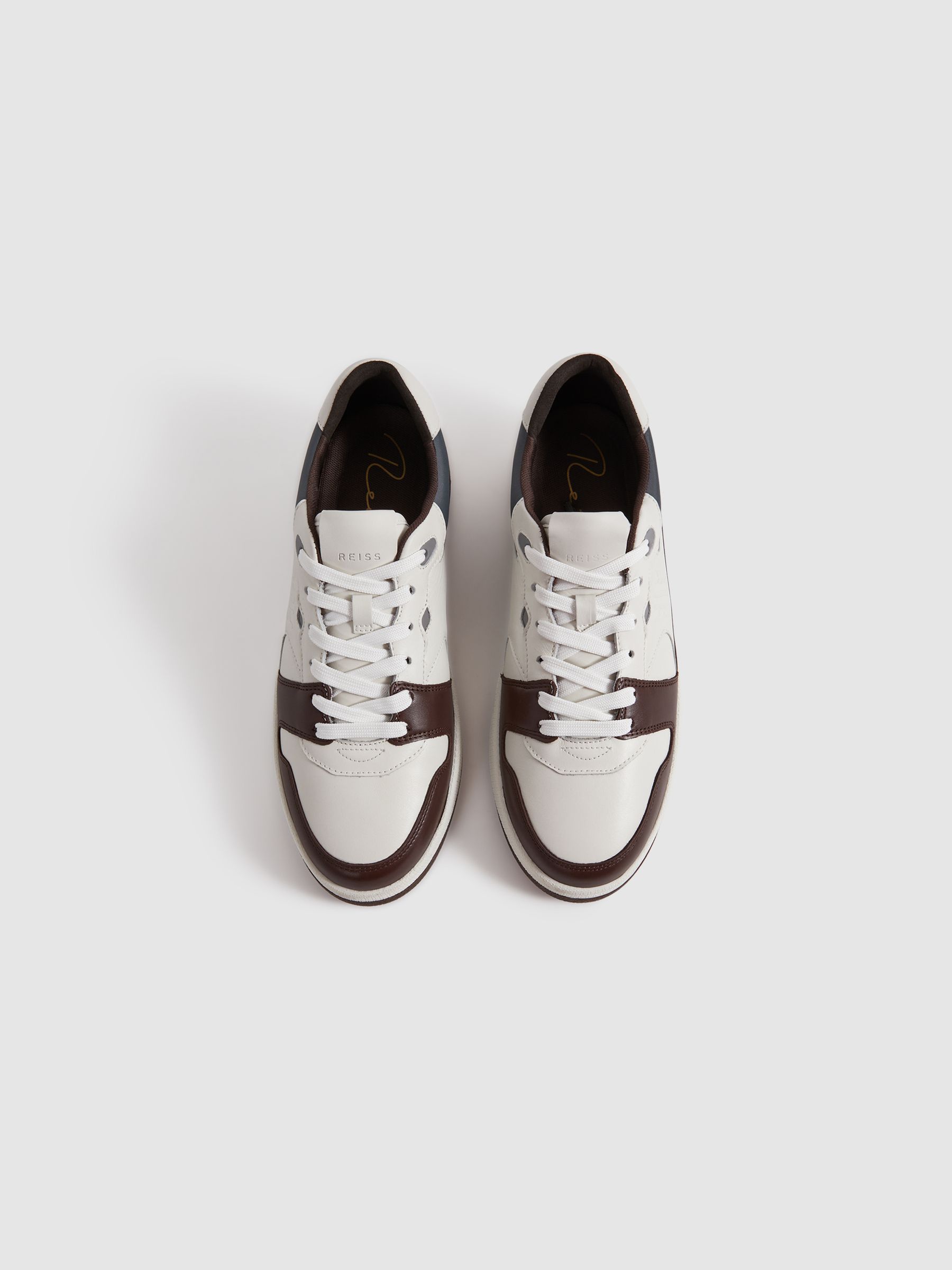 Leather Lace-Up Trainers in Brown - Image 3 of 5