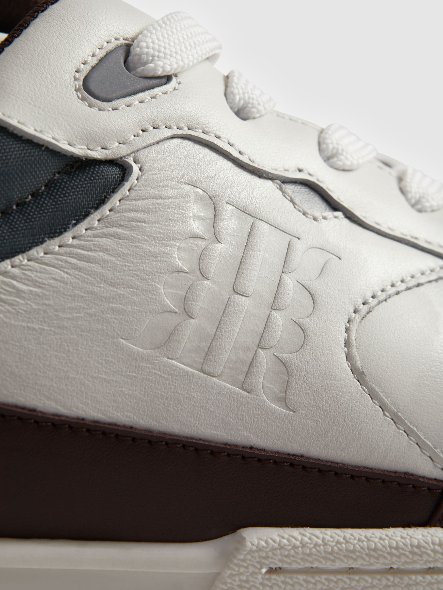 Leather Lace-Up Trainers in Brown - Image 4 of 5