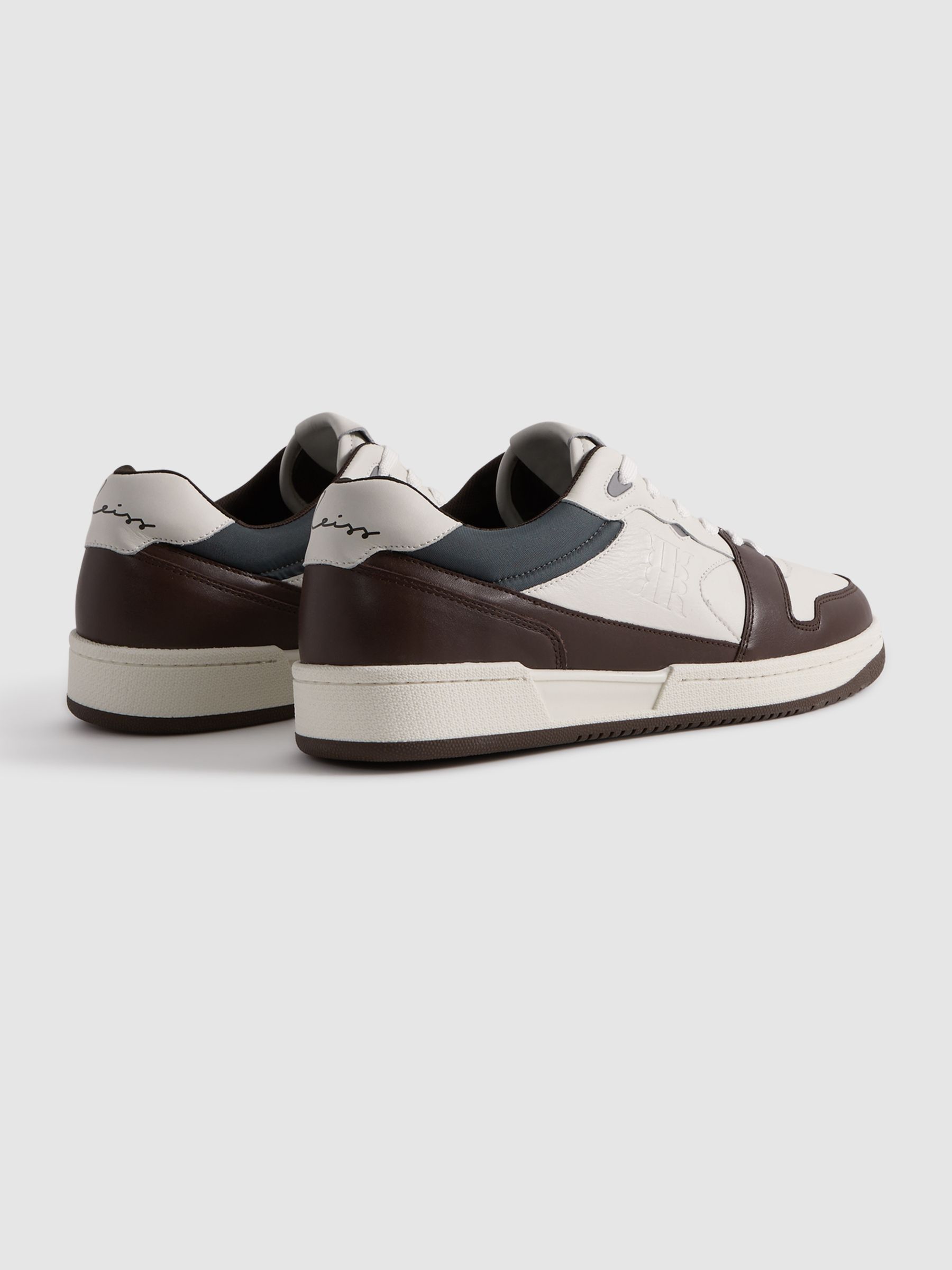 Leather Lace-Up Trainers in Brown - Image 5 of 5