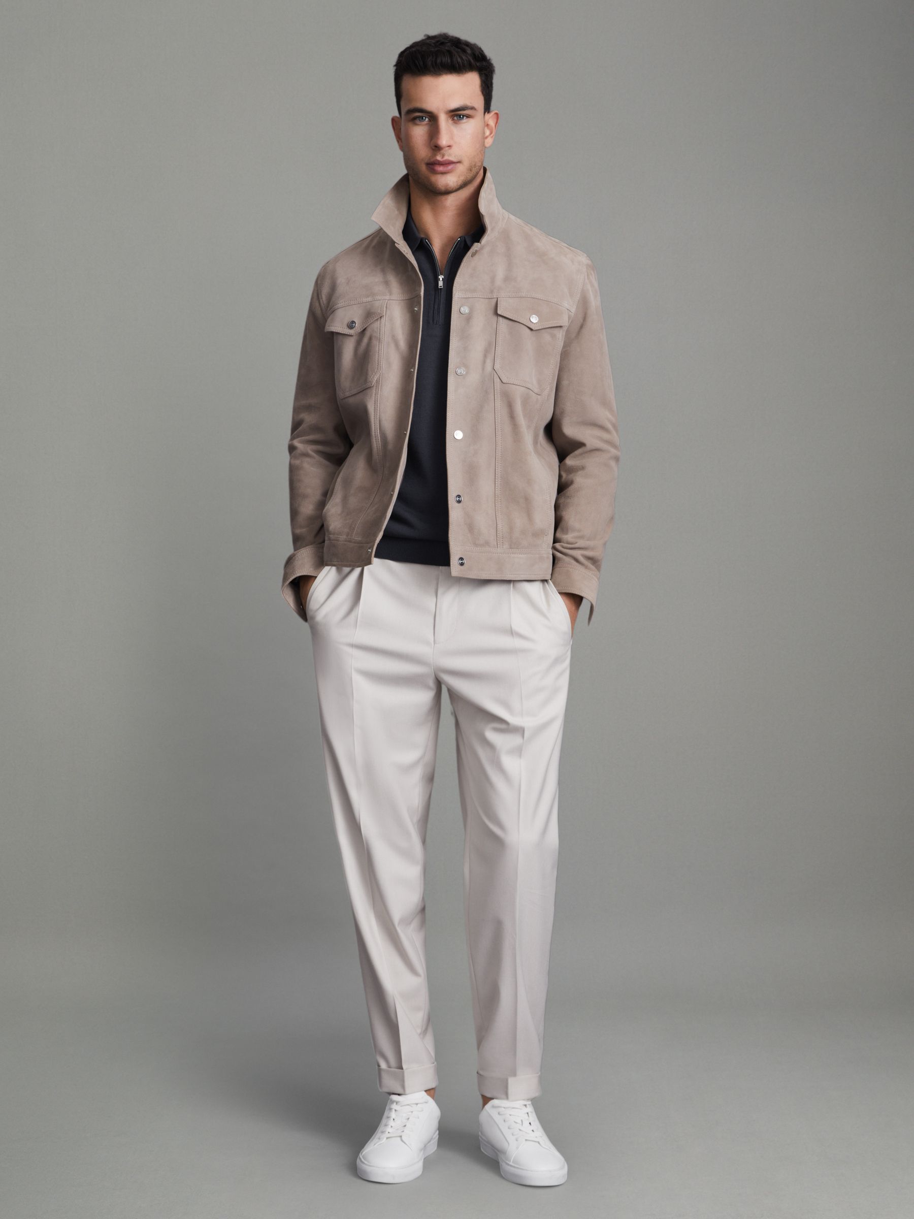 Maxwell Blue Smoke Merino Wool Half-Zip Polo Shirt - Image 3 of 5