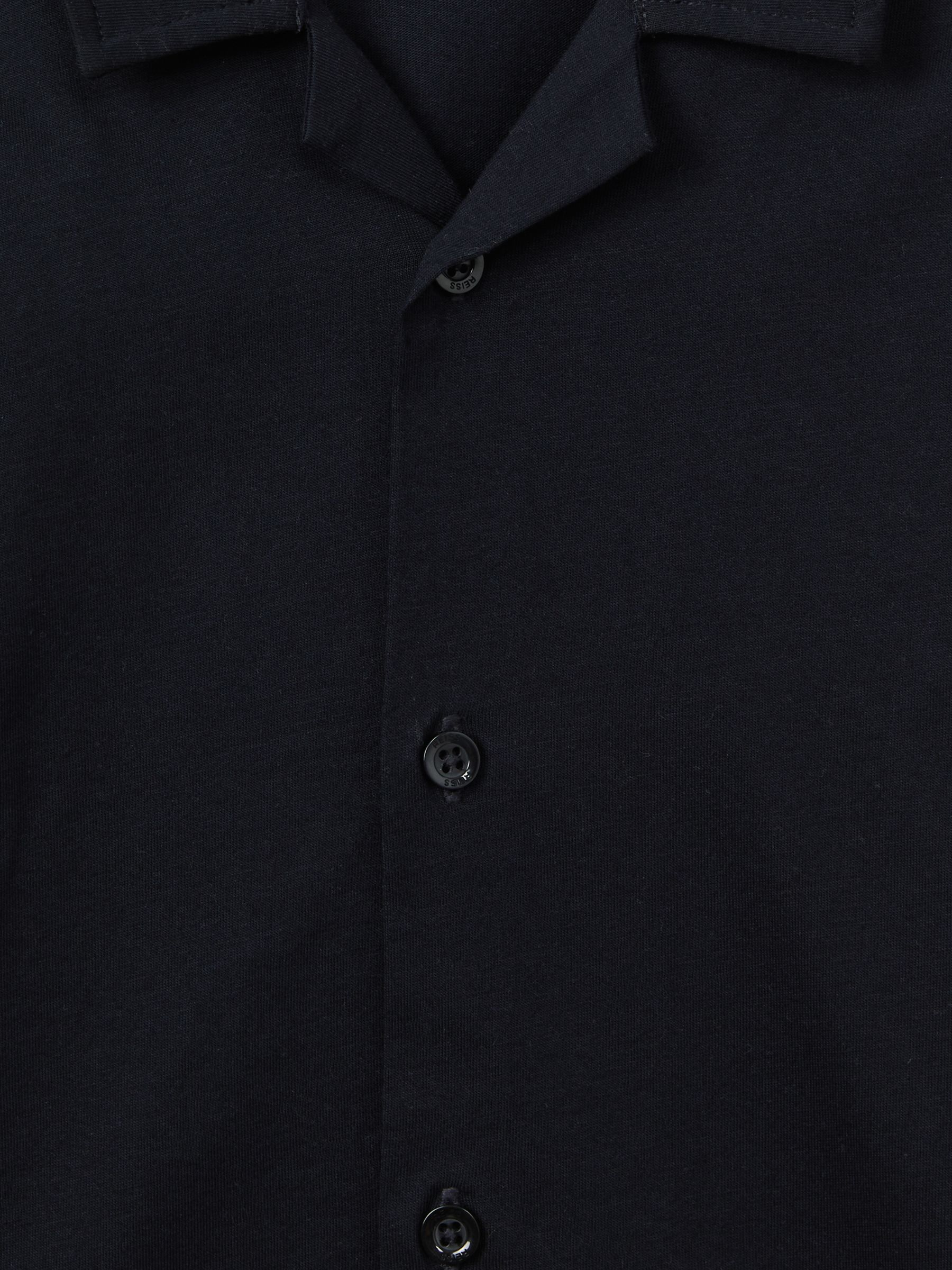 Cotton Cuban Collar Shirt in Navy - Image 6 of 6