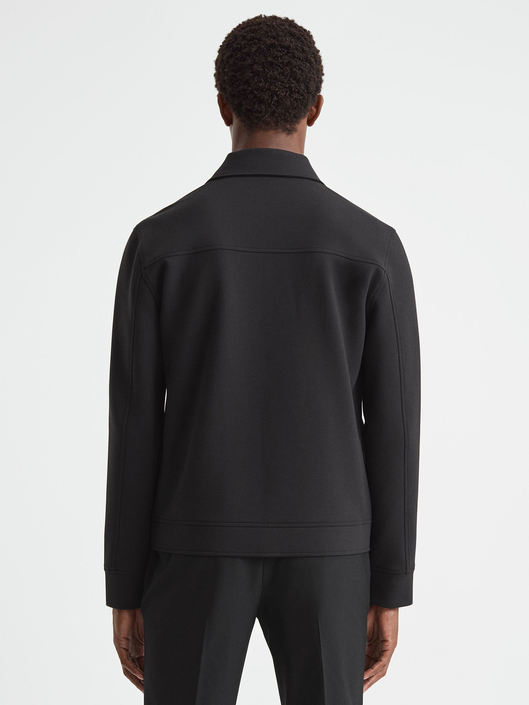 Interlock Jersey Zip-Through Overshirt in Black - Image 4 of 7