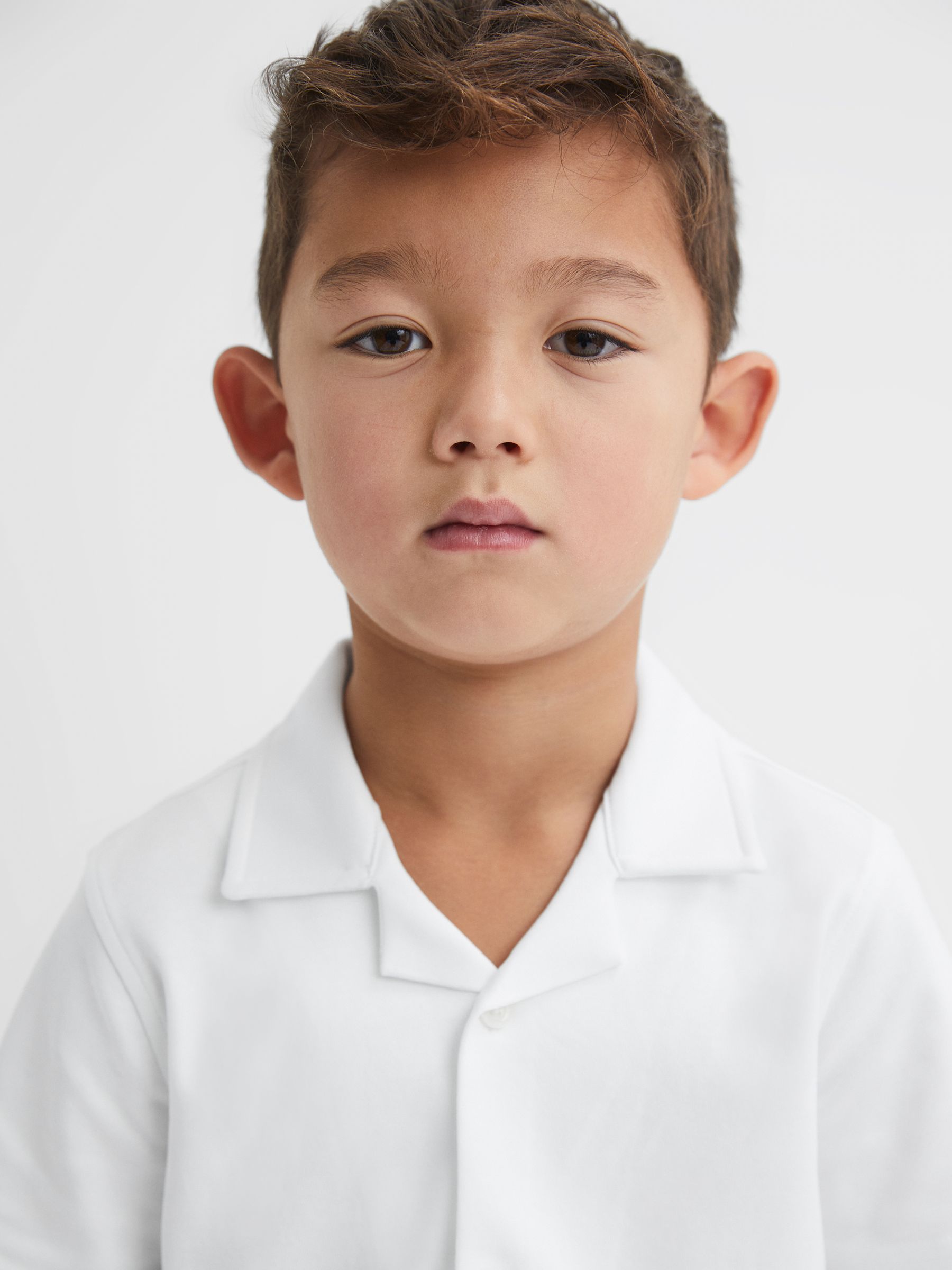 3-9 yrs Cotton Cuban Collar Shirt in White - Image 4 de 6