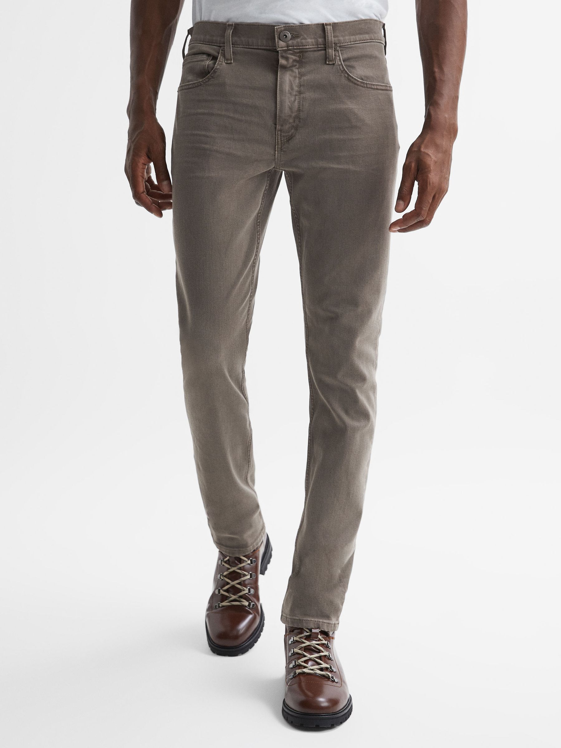 Paige High Slim Fit Stretch Jeans in Sanded Walnut - Image 1 of 4