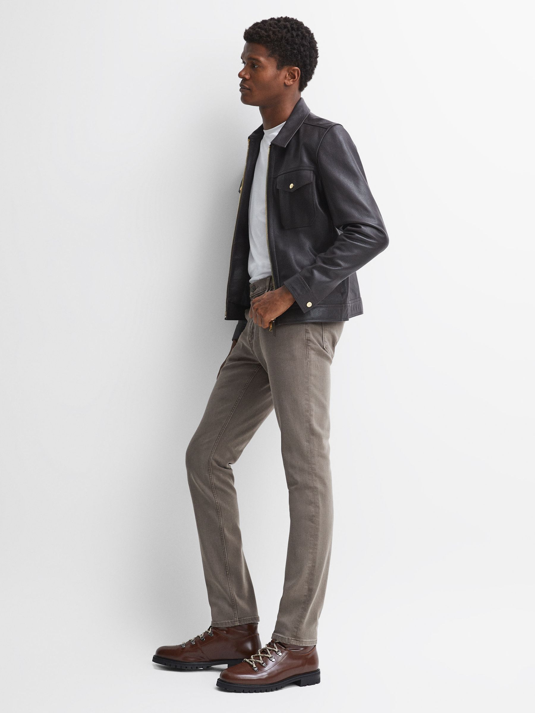 Paige High Slim Fit Stretch Jeans in Sanded Walnut - Image 3 of 4