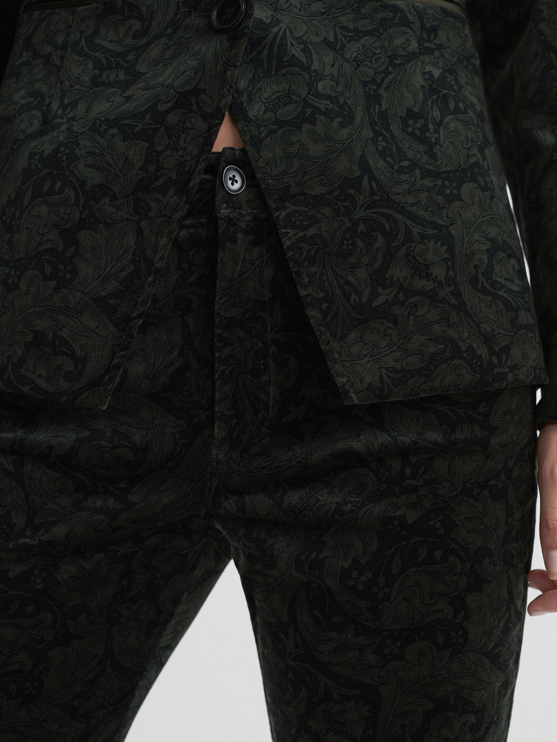 Paige Velvet Paisley Trousers in Dark Forest - Image 4 of 6