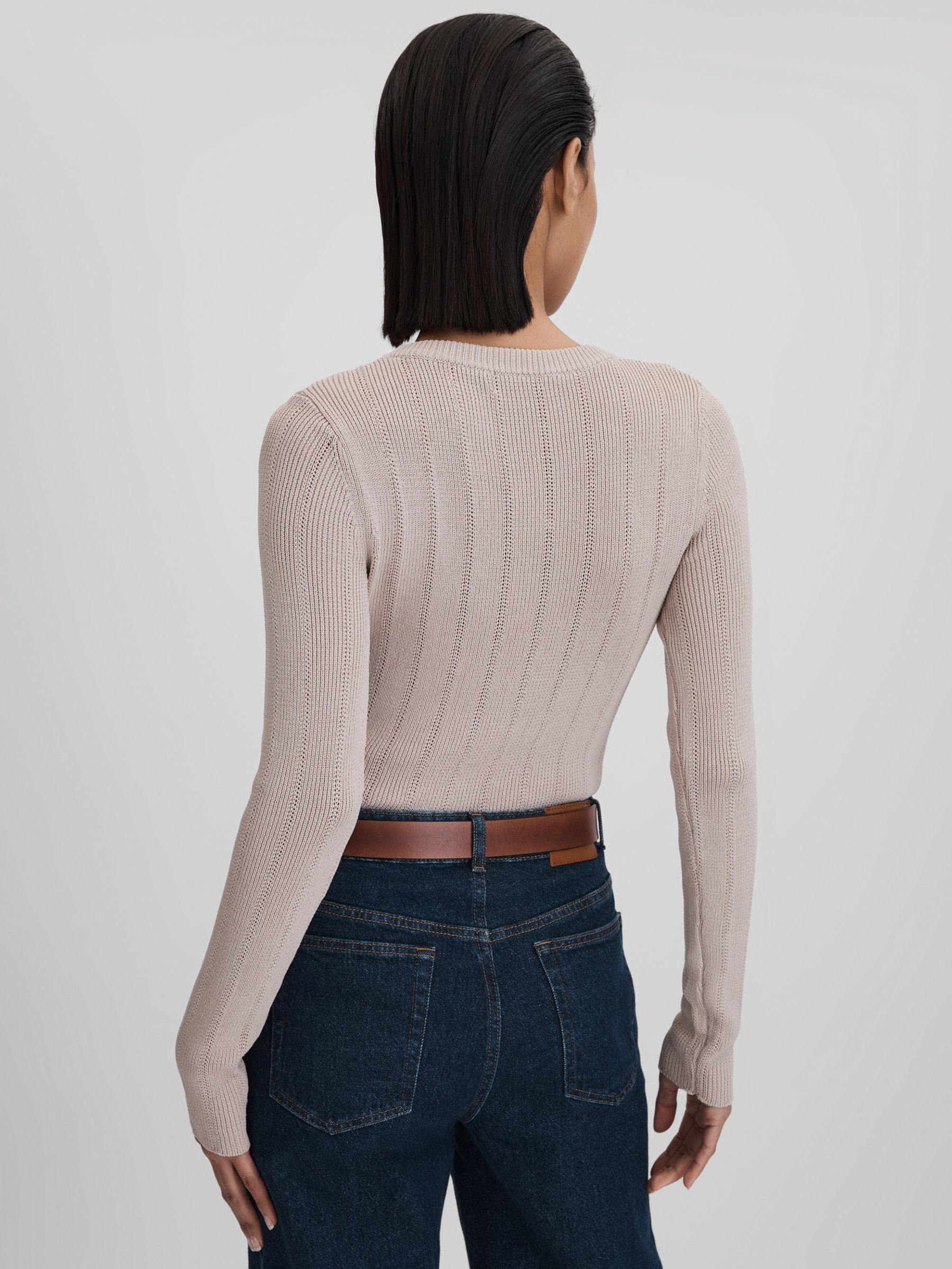 Knitted Scoop Neck Top in Neutral - Image 5 of 6