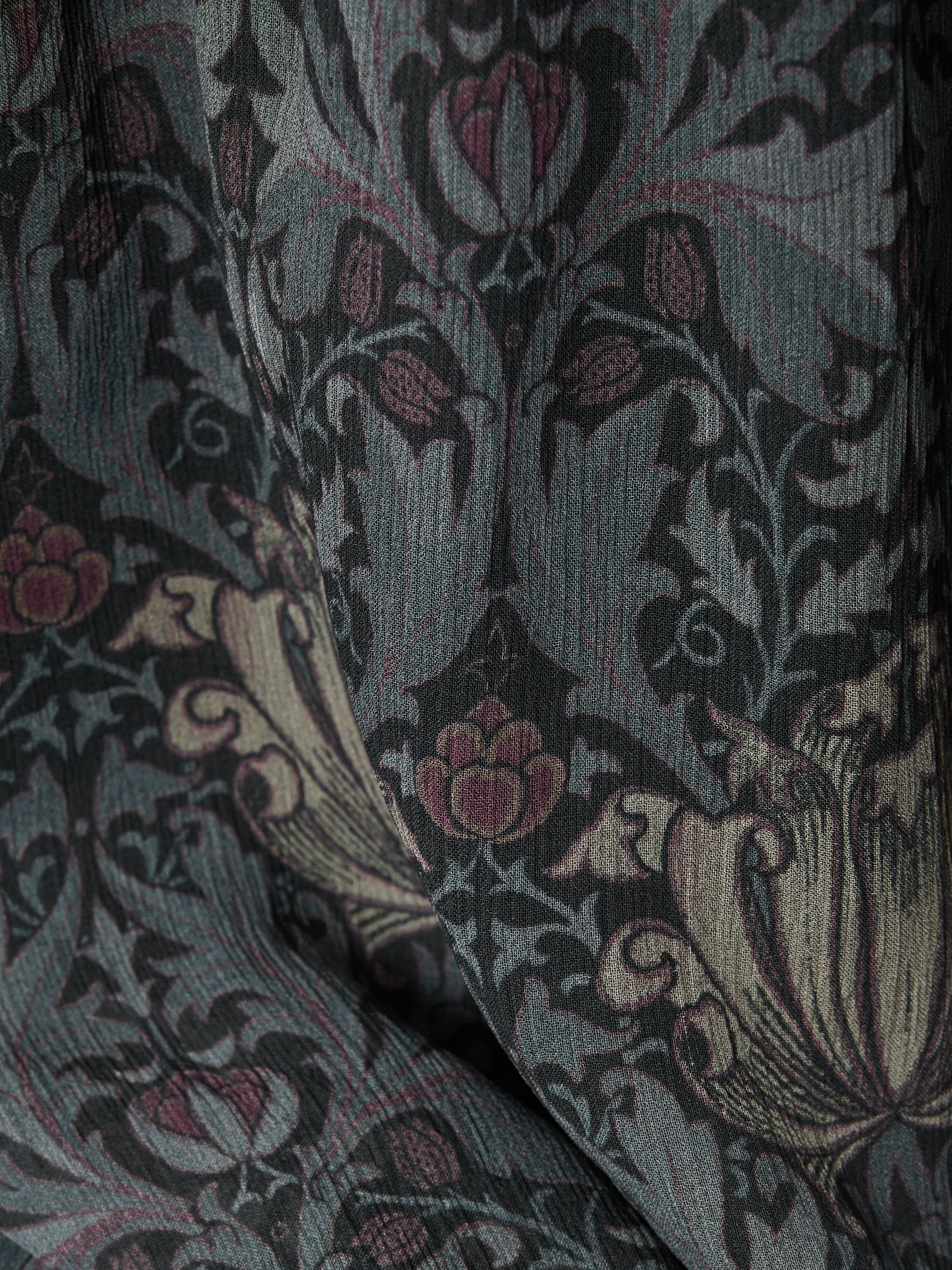 Paige Silk Printed Tie Neck Midi Dress in Grey/Charcoal - Image 6 of 6