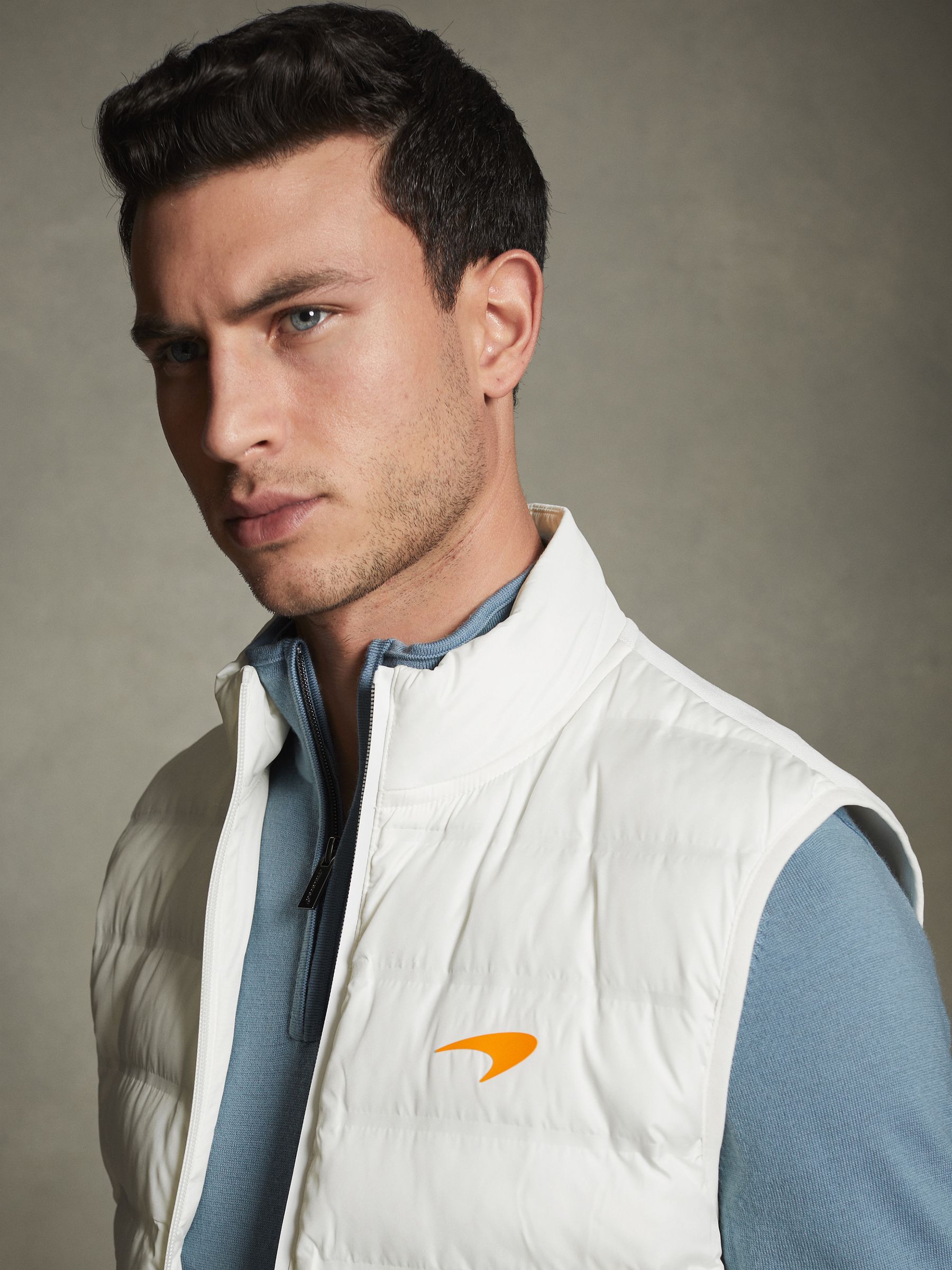 McLaren F1 Hybrid Quilt and Knit Gilet in White - Image 3 of 8