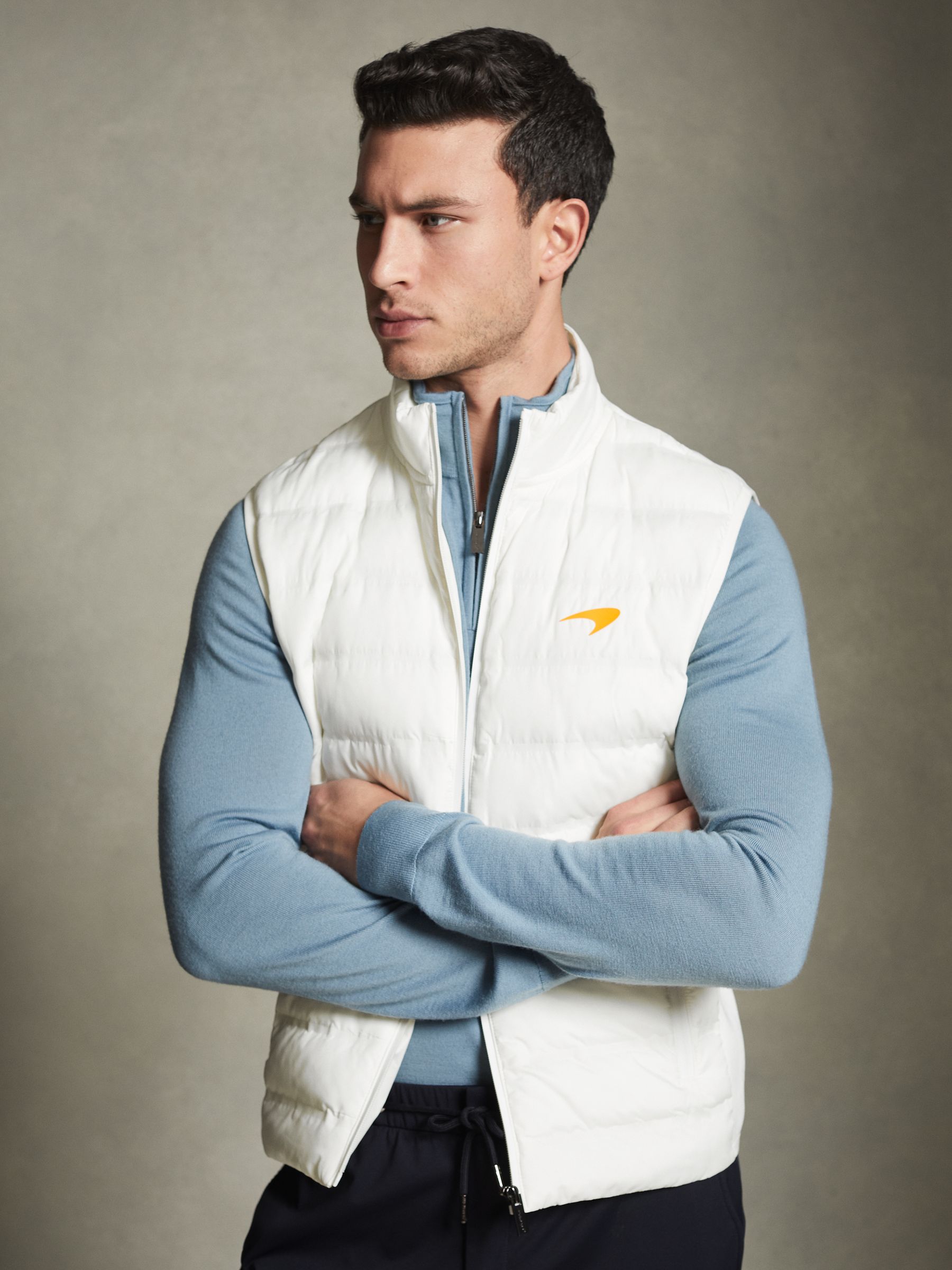 McLaren F1 Hybrid Quilt and Knit Gilet in White - Image 4 of 8