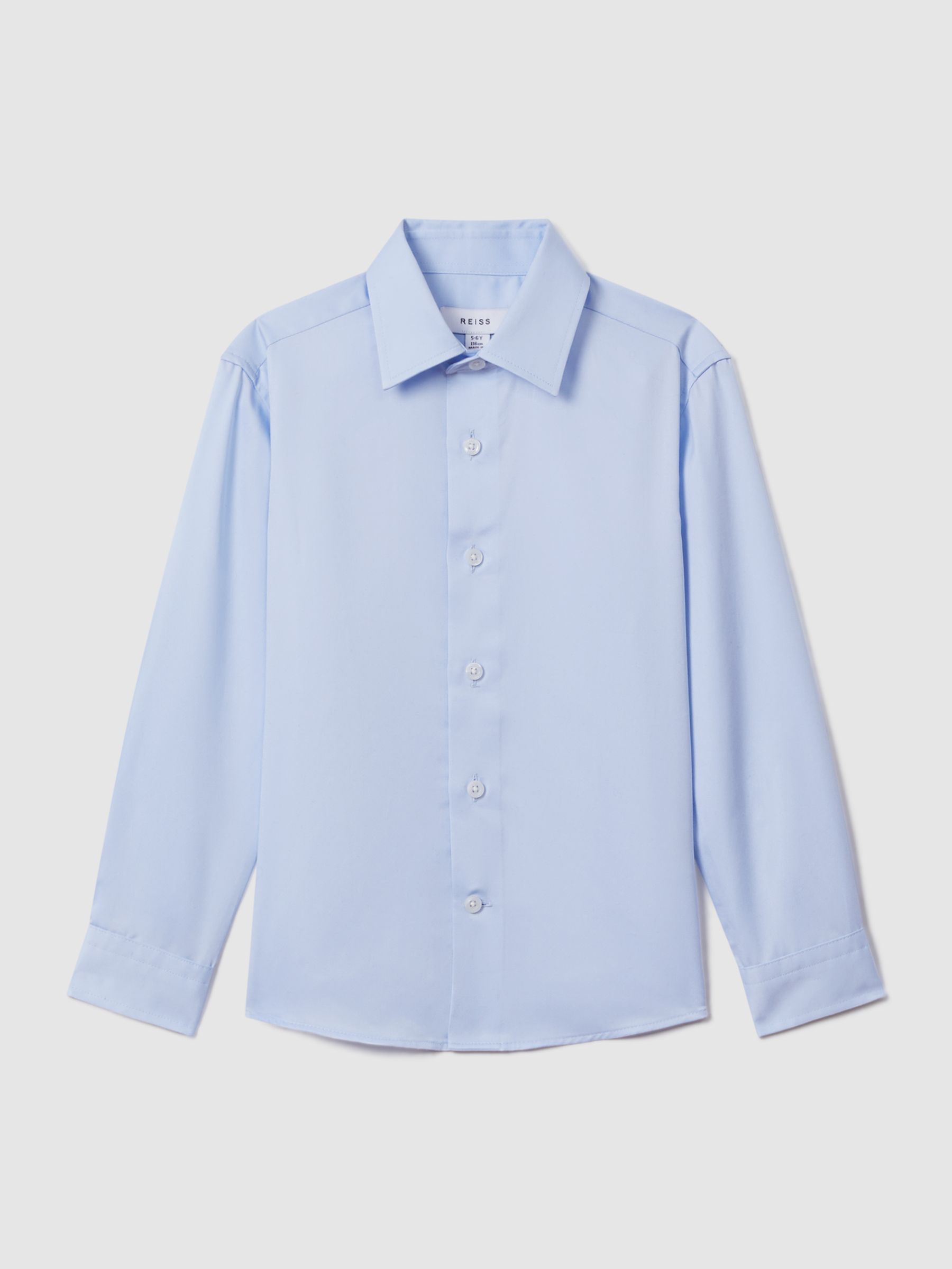 3-9 yrs Slim Fit Cotton Shirt in Soft Blue - Image 2 of 4