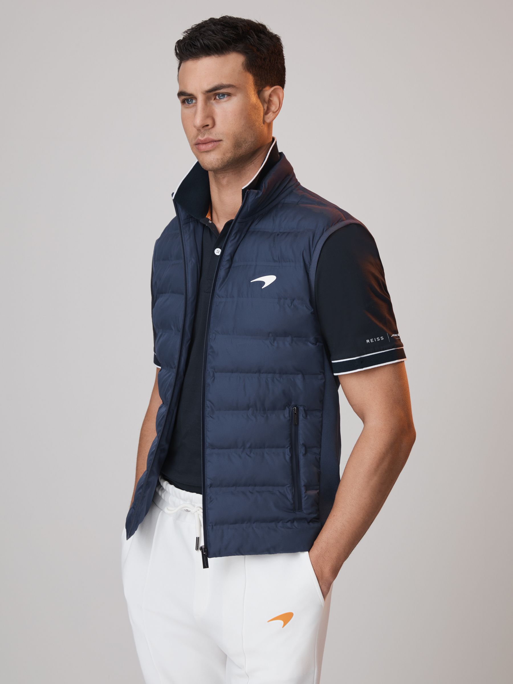 McLaren F1 Hybrid Quilt and Knit Gilet in Airforce Blue - Image 1 of 8