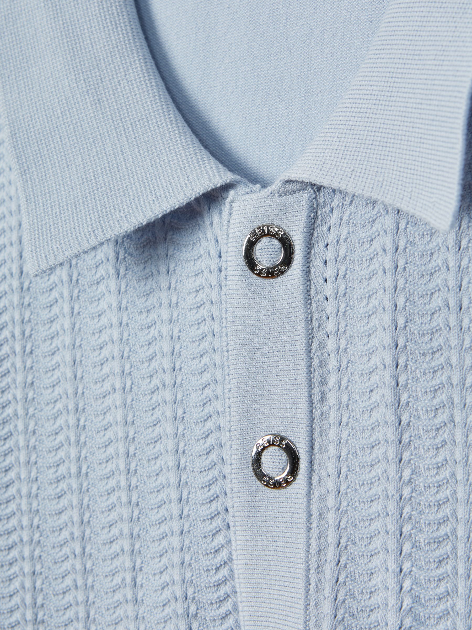 Textured Modal Blend Polo Shirt in Soft Blue - Image 7 of 7