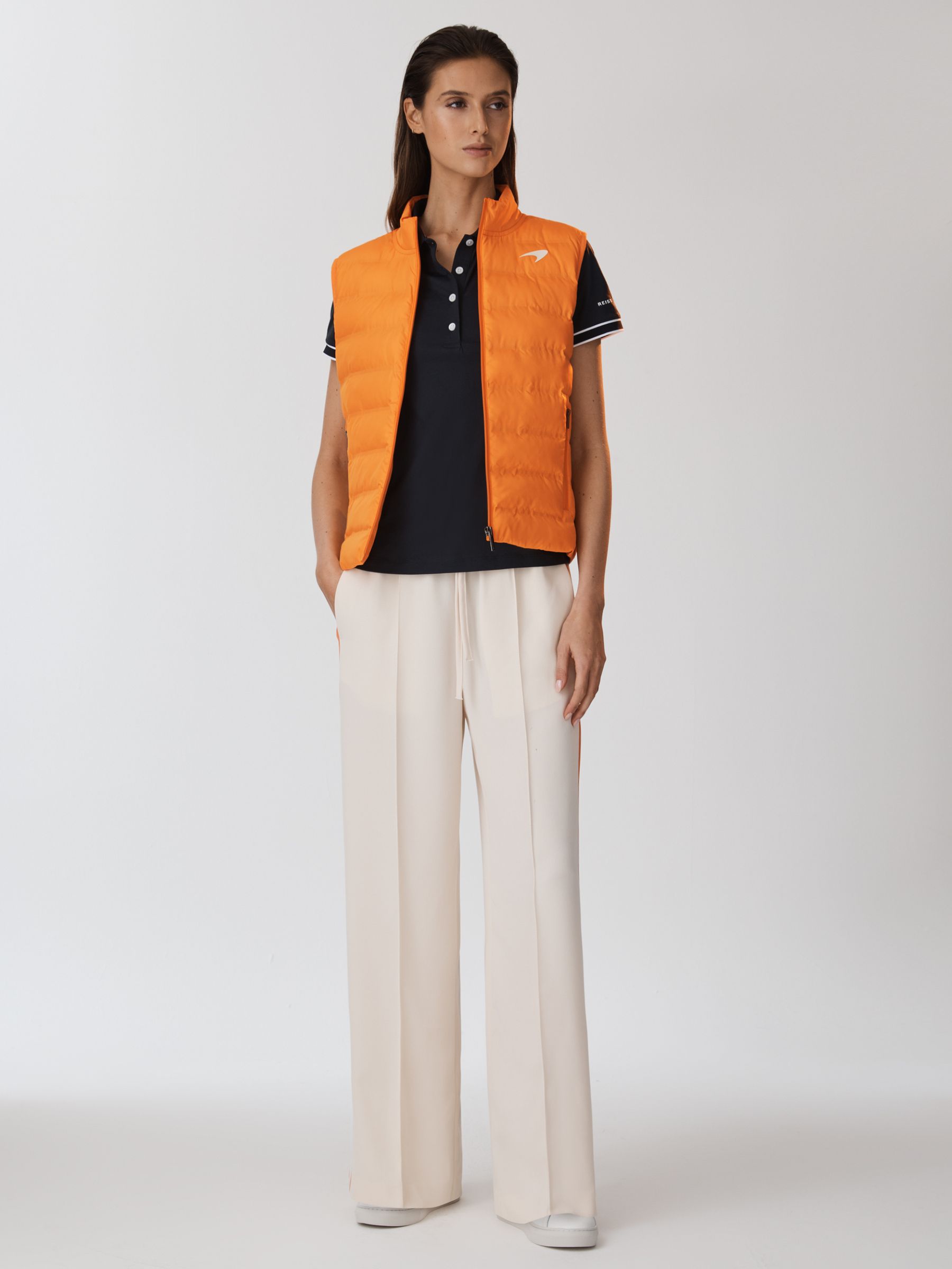 McLaren F1 Hybrid Quilt and Knit Gilet in Papaya - Image 6 of 9