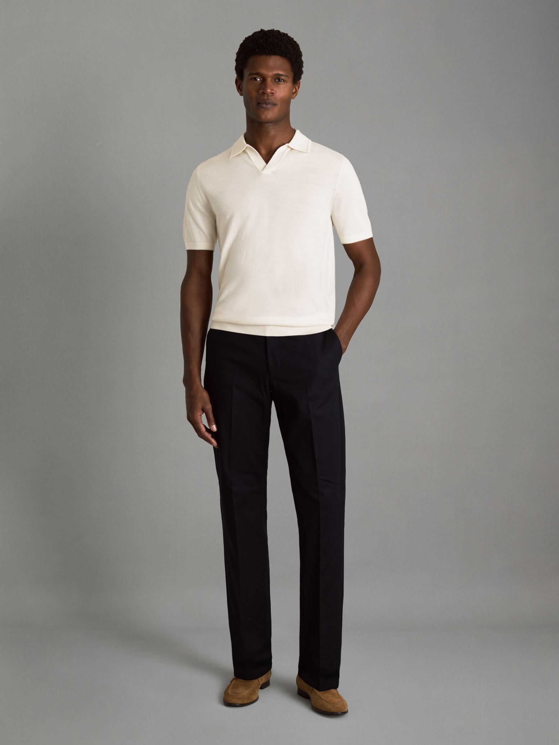 Duchie Snow Merino Wool Open Collar Polo Shirt - Image 3 of 6