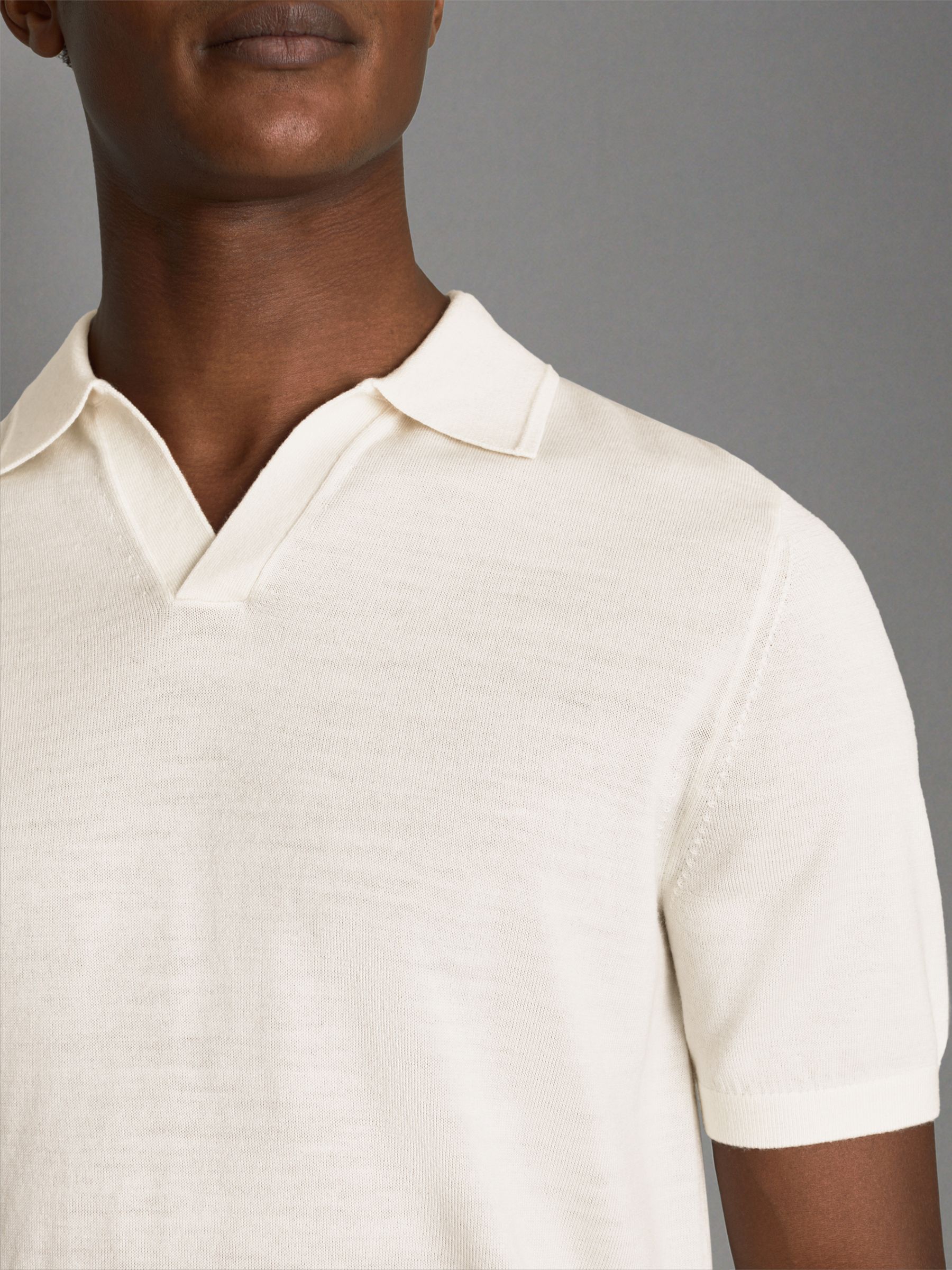 Duchie Snow Merino Wool Open Collar Polo Shirt - Image 4 of 6