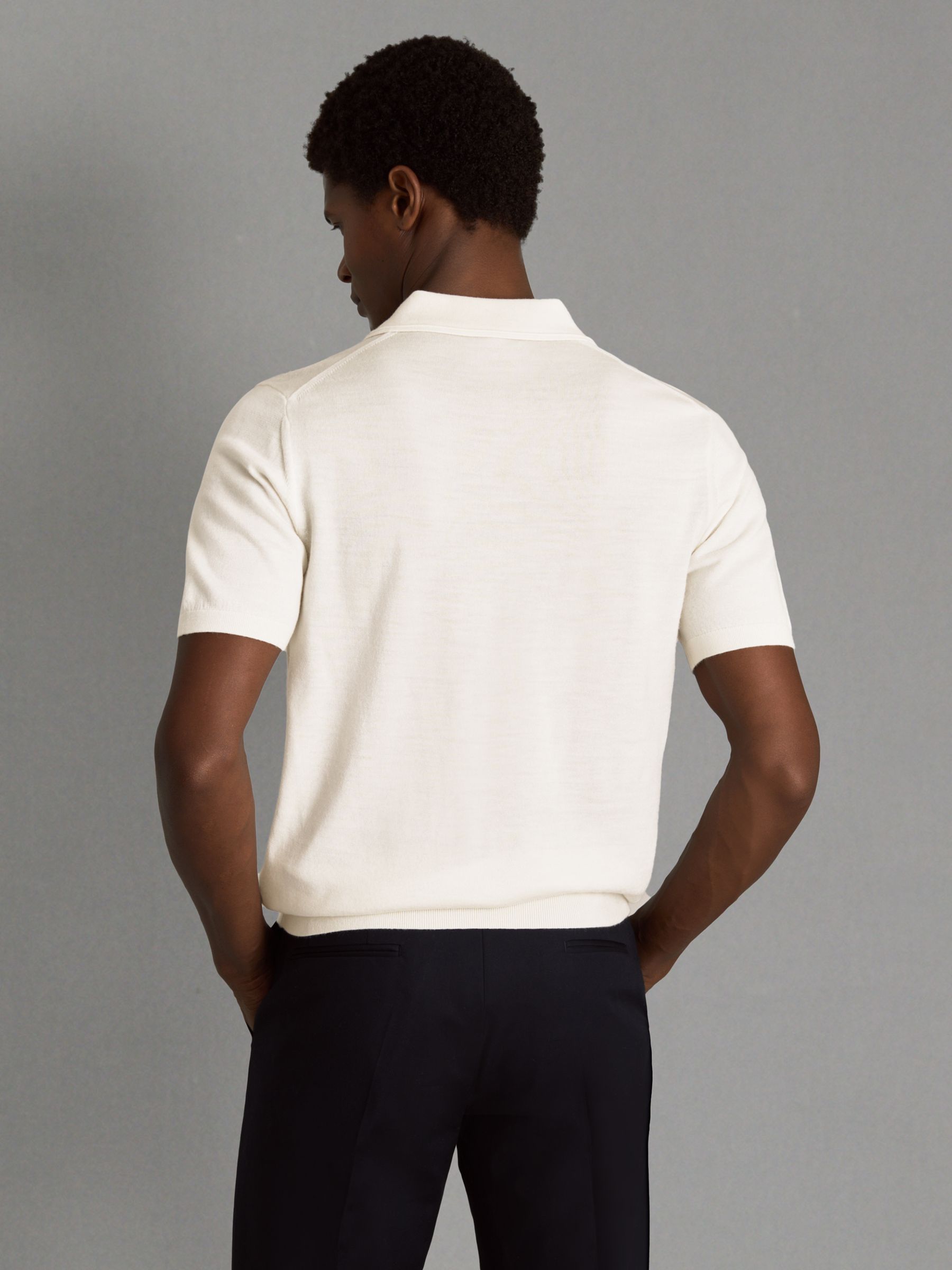 Duchie Snow Merino Wool Open Collar Polo Shirt - Image 5 of 6