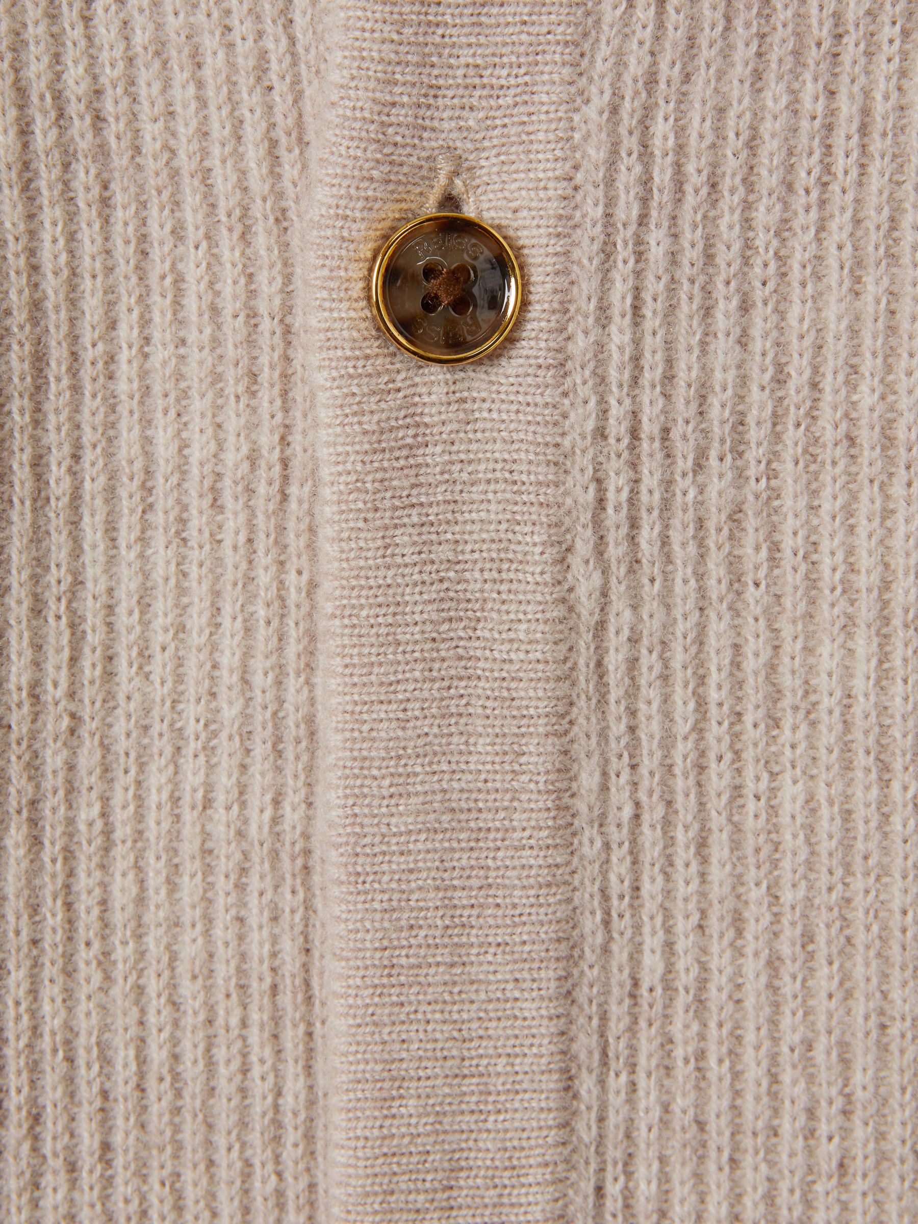 Ribbed Wool Cardigan in Oatmeal Melange - Image 6 of 6 Ribbed Wool Cardigan in Oatmeal Melange - Image 6 of 6