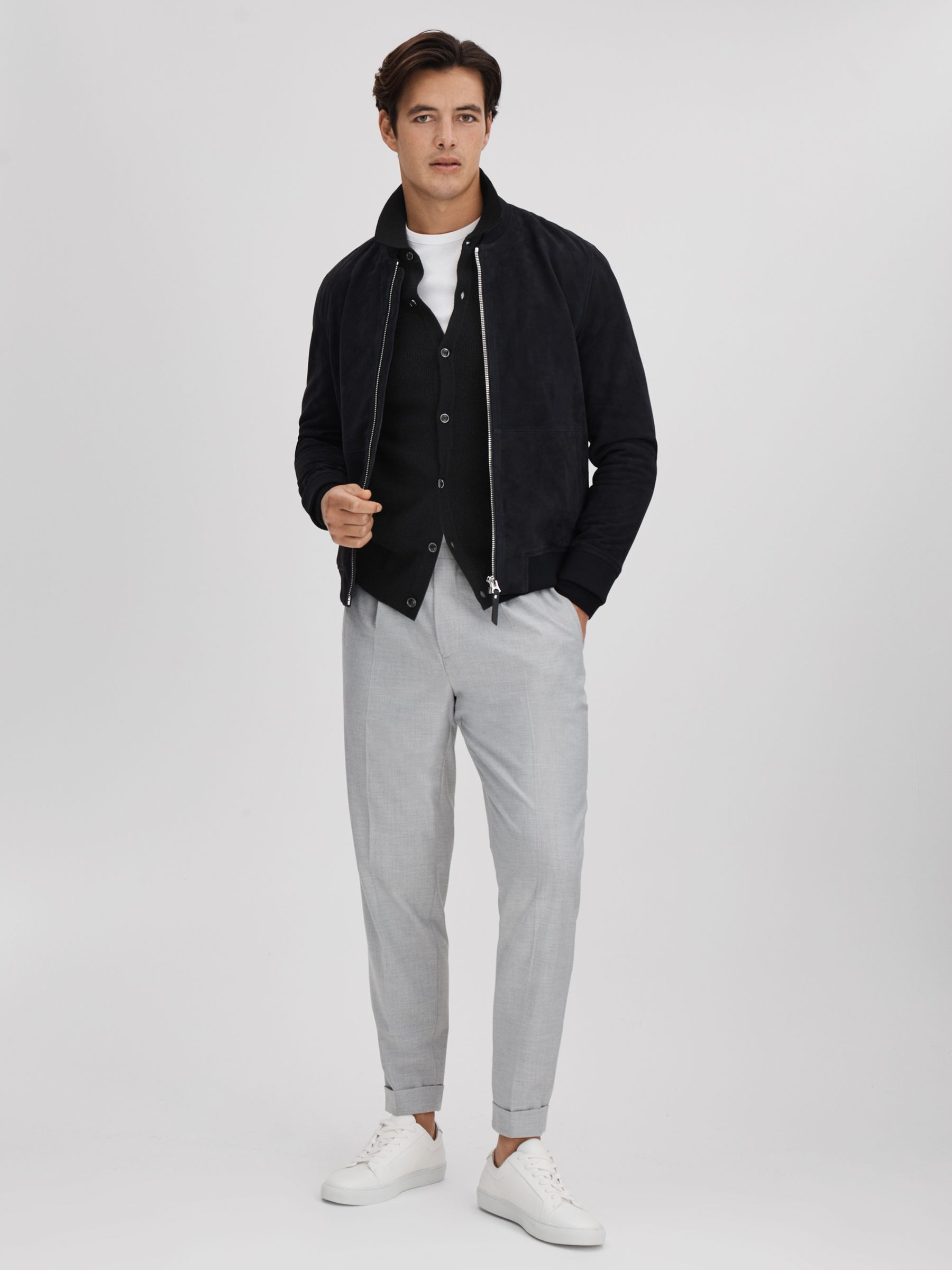 Ribbed Wool Cardigan in Black - Image 3 of 6