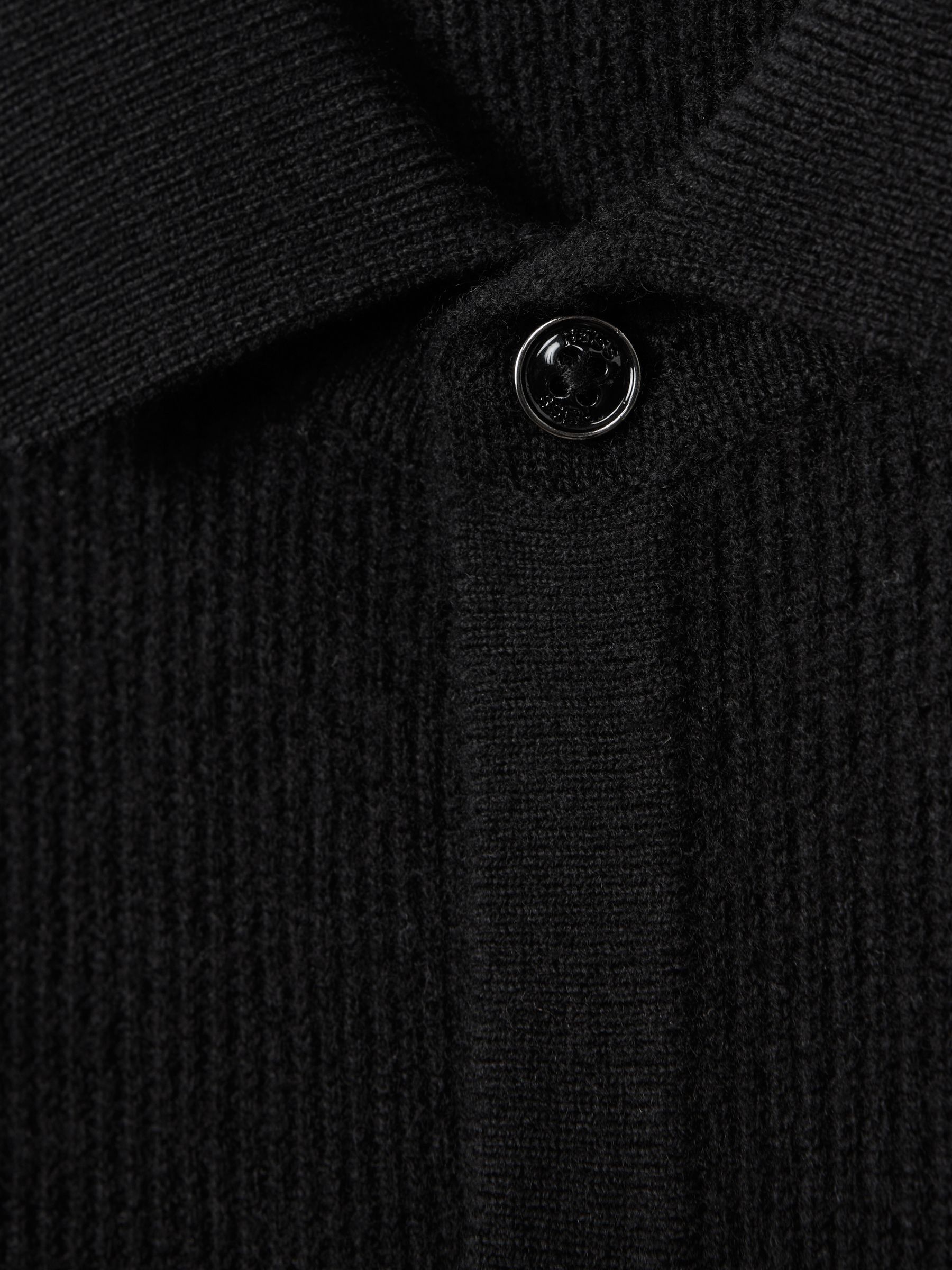 Ribbed Wool Cardigan in Black - Image 6 of 6