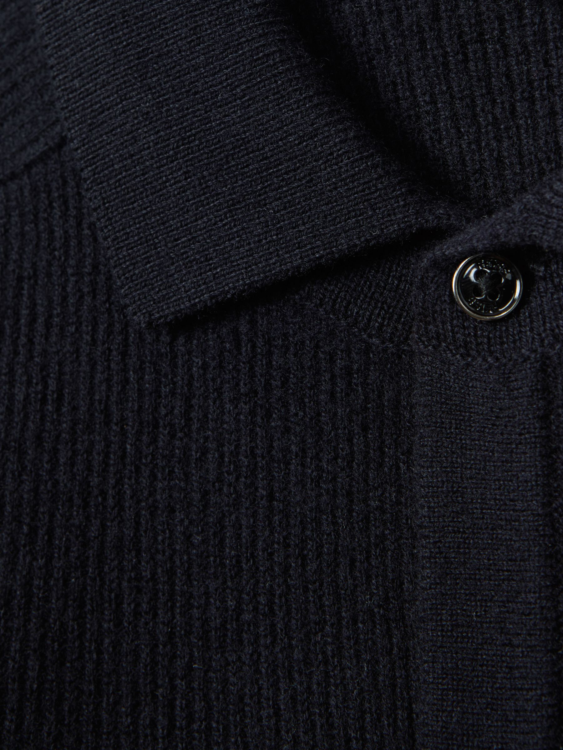 Ribbed Wool Cardigan in Navy - Image 6 of 6