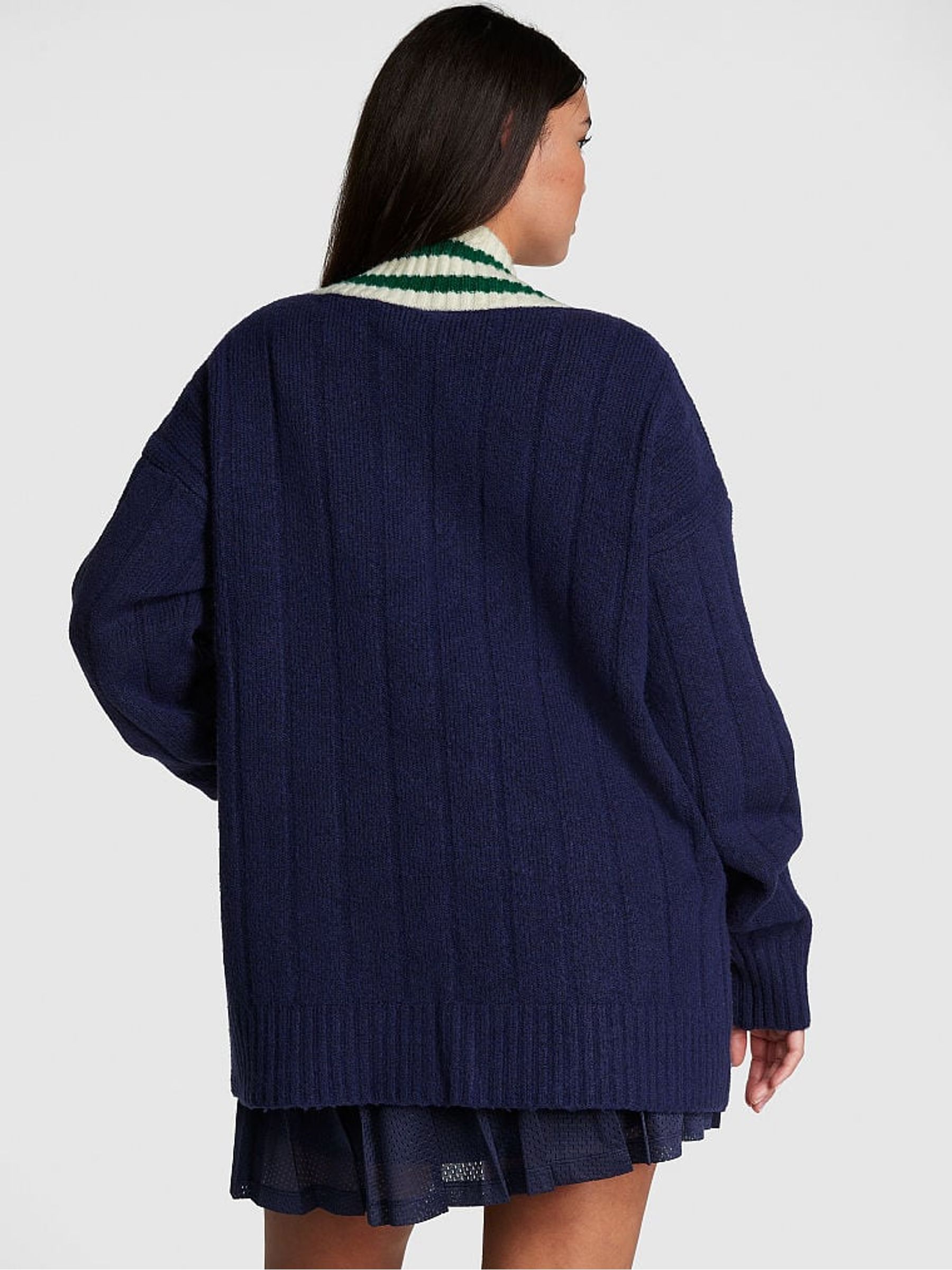 Midnight Navy Blue Knit Cardigan - Image 2 of 4