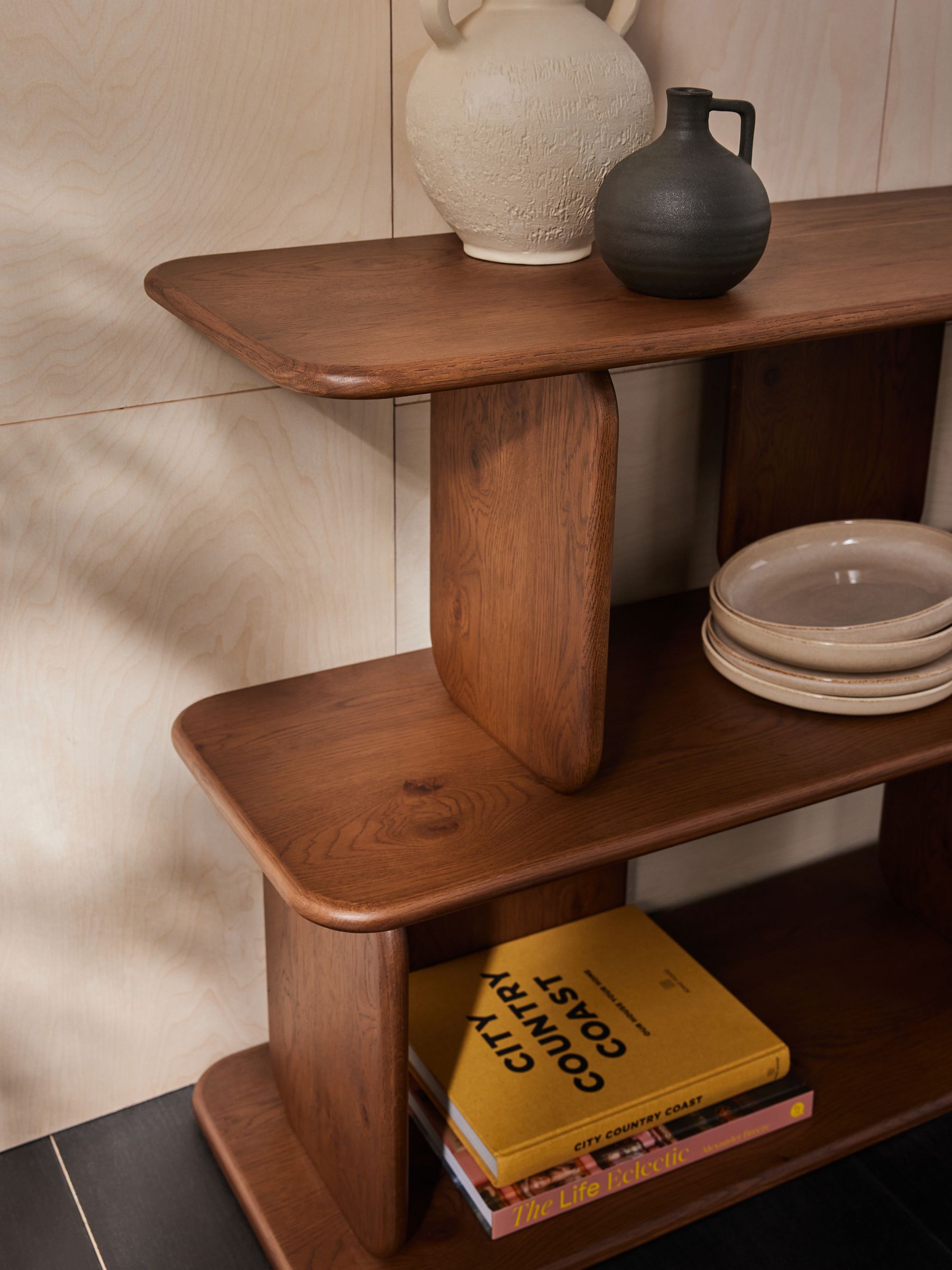 Nyla Low Shelving Unit in Dark Stain Oak - Image 2 of 6 Nyla Low Shelving Unit in Dark Stain Oak - Image 2 of 6