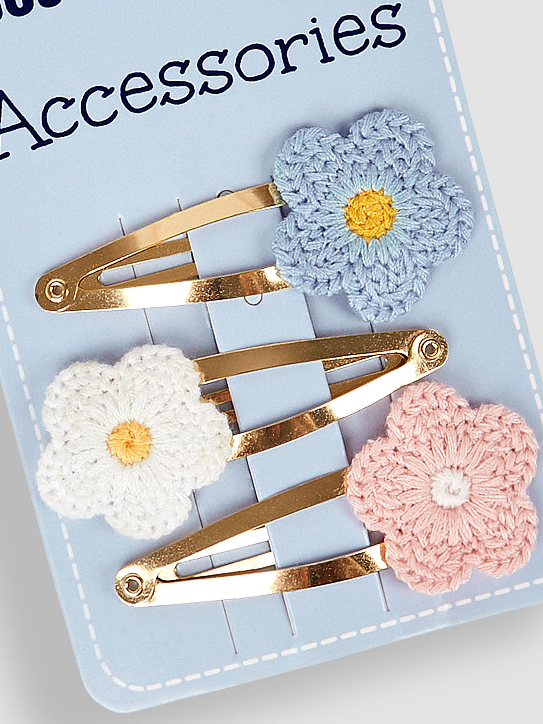 Pink Multi 3-Pack Crochet Flower Clips - Image 3 of 3