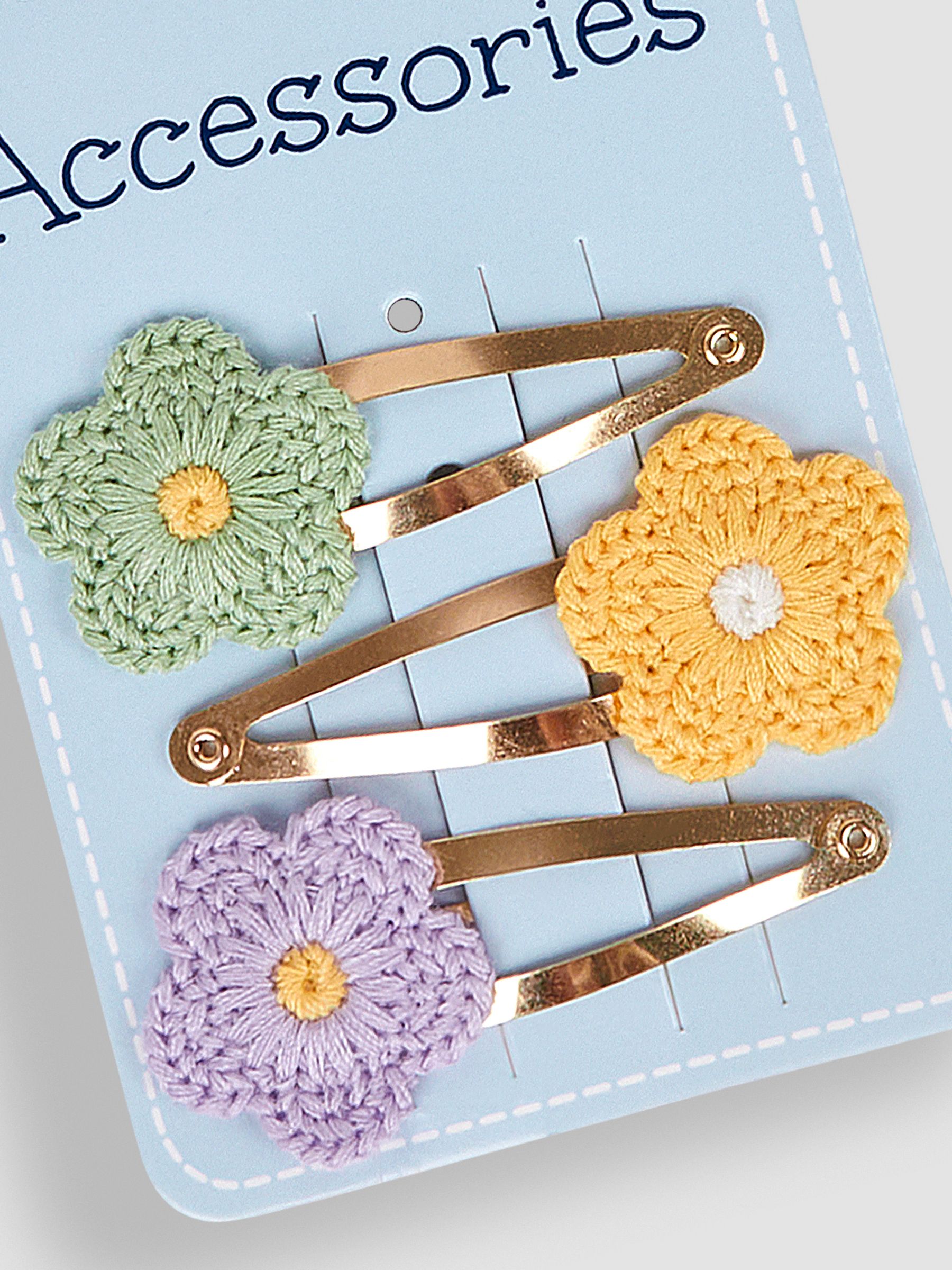 Yellow Multi 3-Pack Crochet Flower Clips - Image 3 of 3