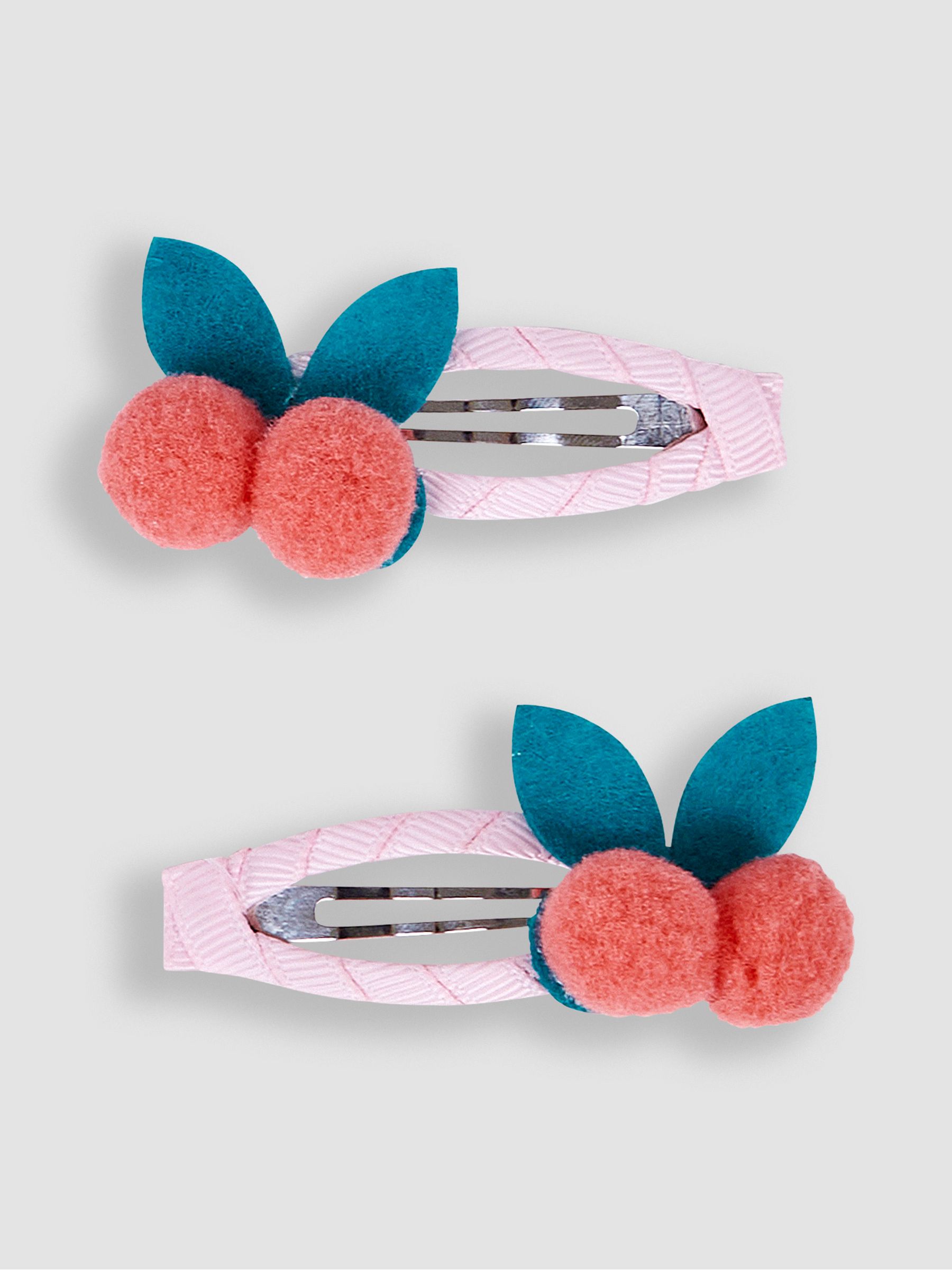 Pink 2-Pack Cherry Pom Pom Clips - Image 1 of 3