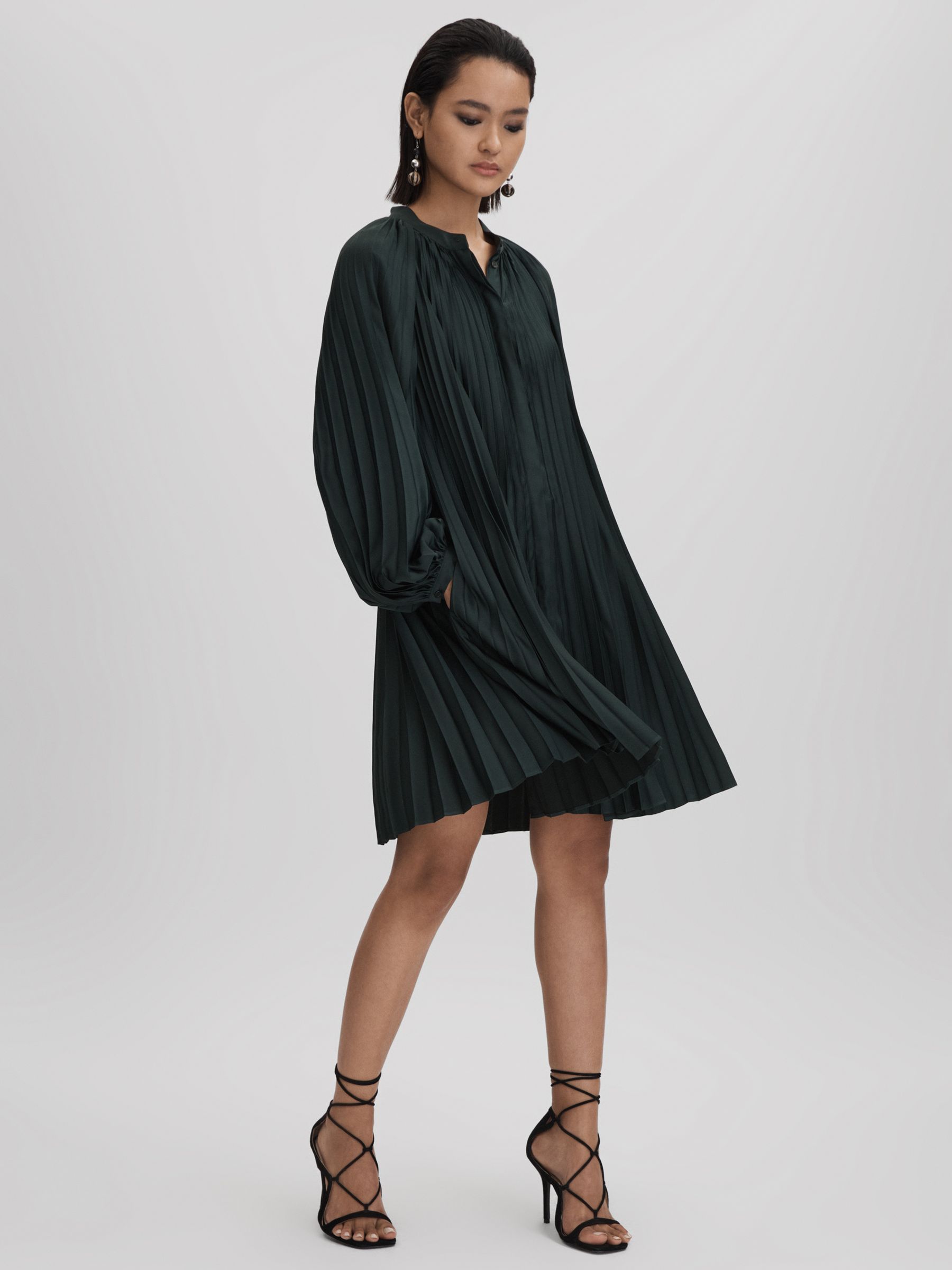 Reiss Linen Broderie Midi Dress in Ivory | REISS Reiss Linen Broderie Midi Dress in Ivory | REISS