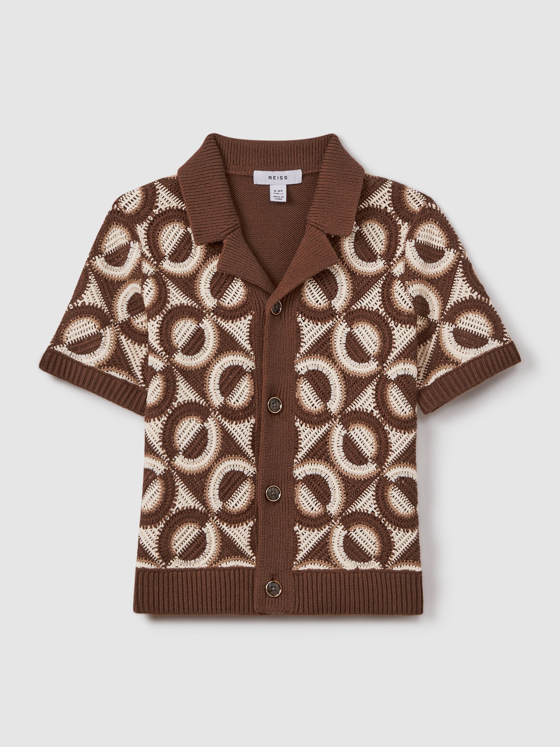 13-14 yrs Knitted Cuban Collar Shirt in Tobacco - Image 2 of 6