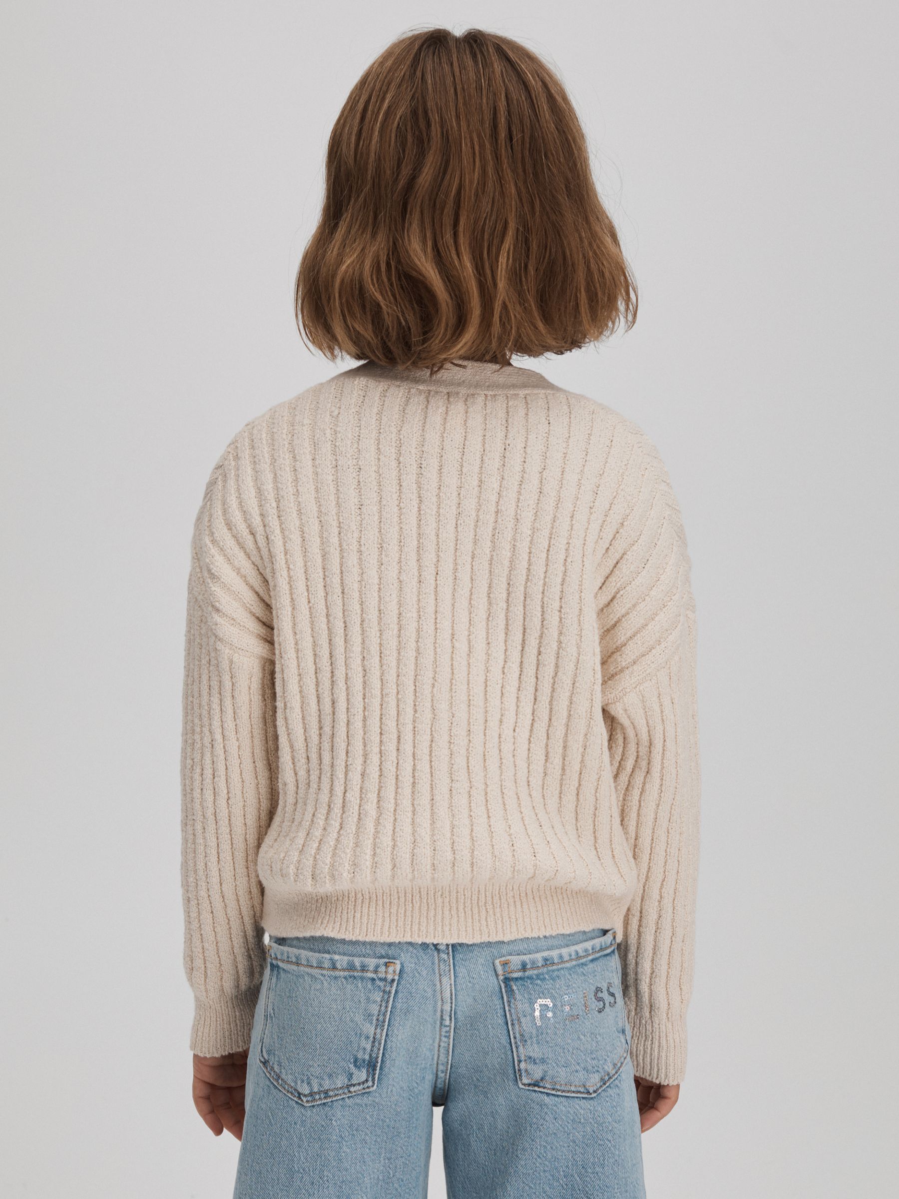 Senior Relaxed Knitted Cardigan in Ivory - Image 5 of 6