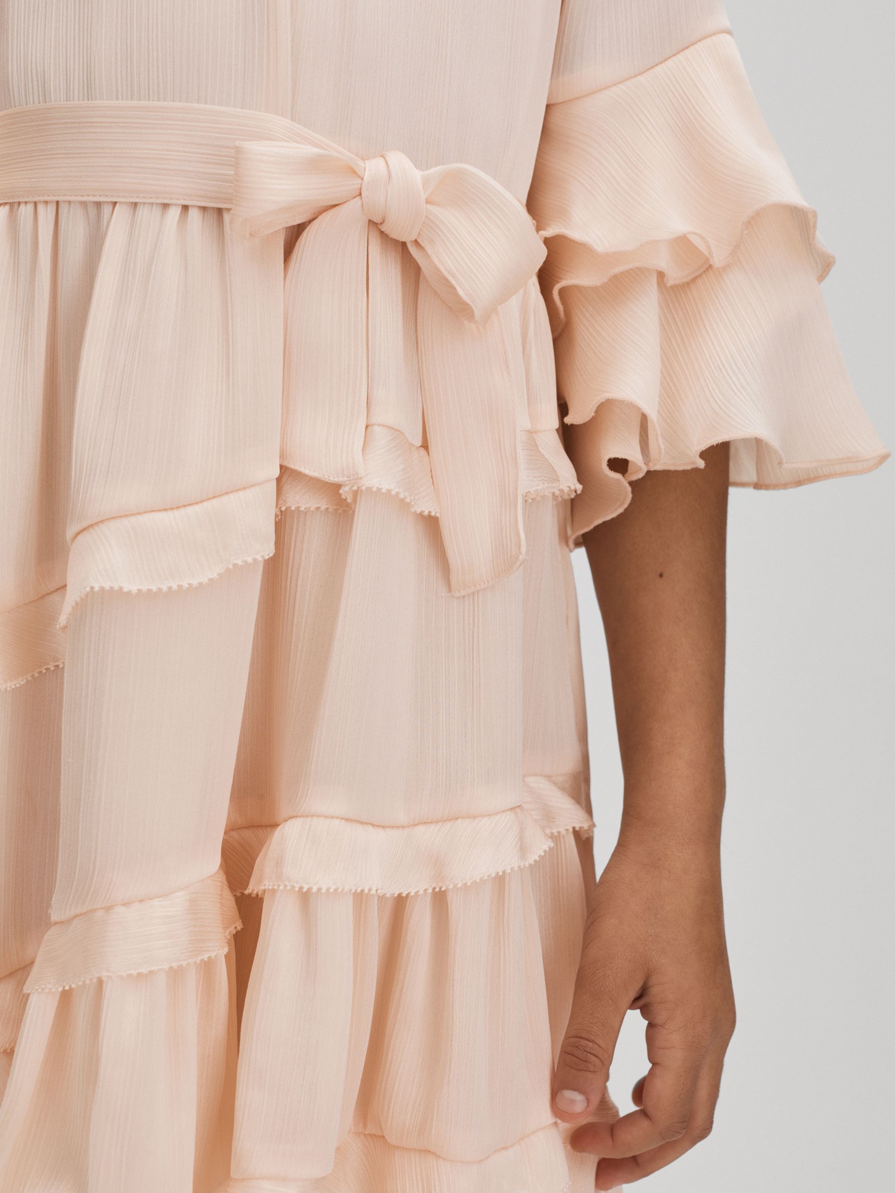 Teen Textured Satin Frilly Dress in Pink - Image 4 of 7