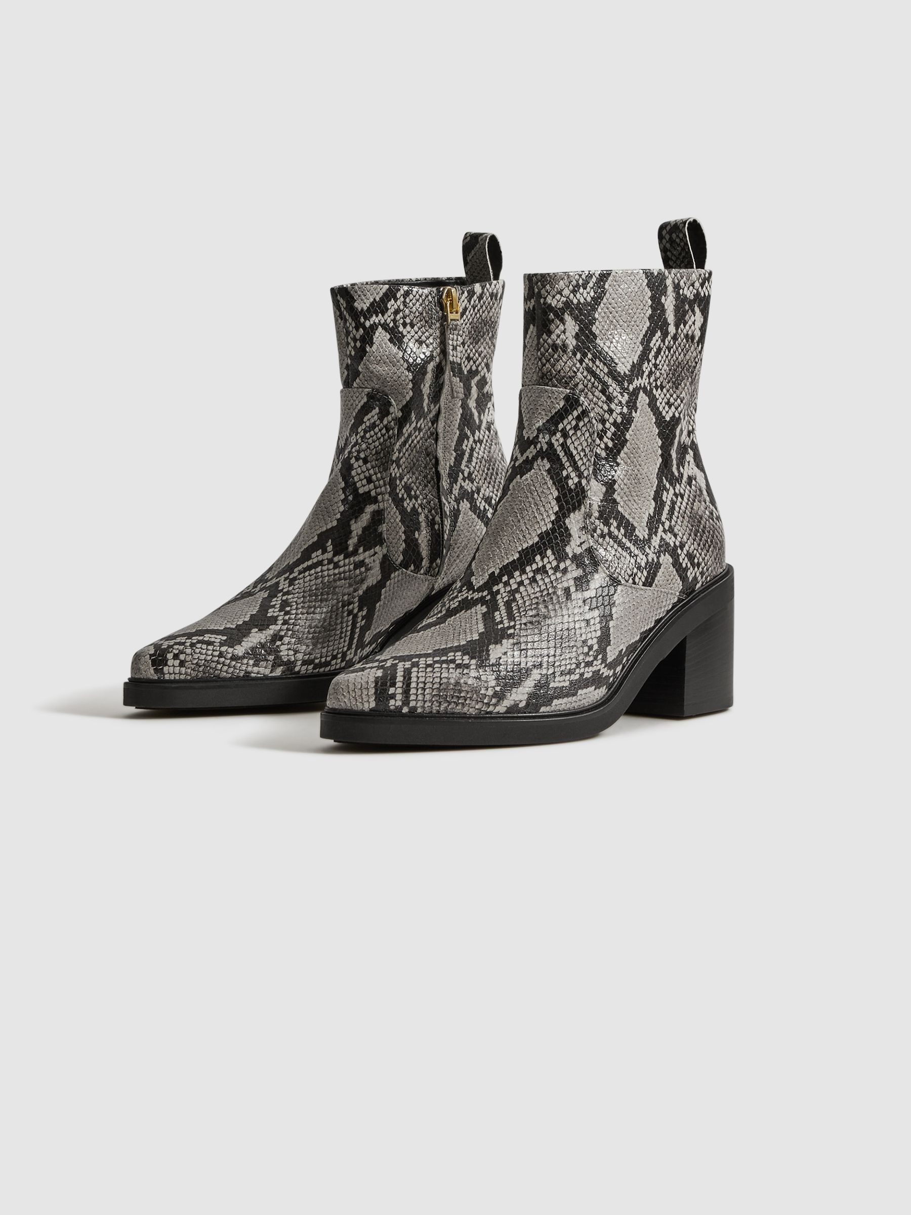 Leather Heeled Western Boots in Snake - Image 4 of 6