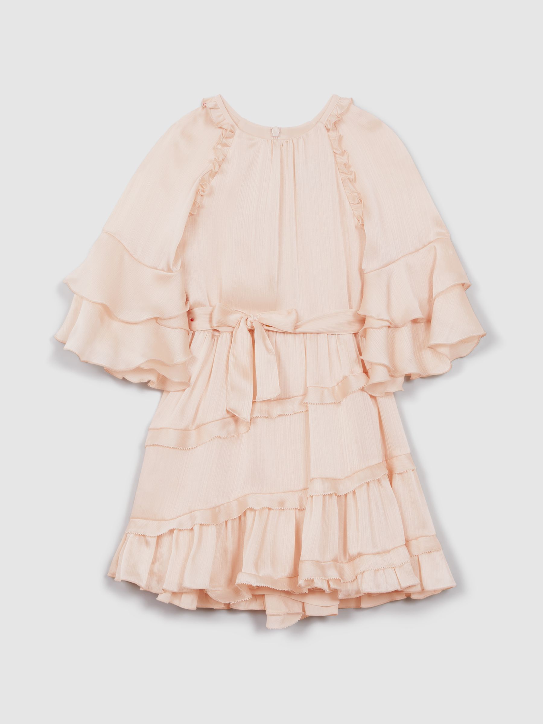 4-9 yrs Textured Satin Frilly Dress in Pink - Image 2 of 7