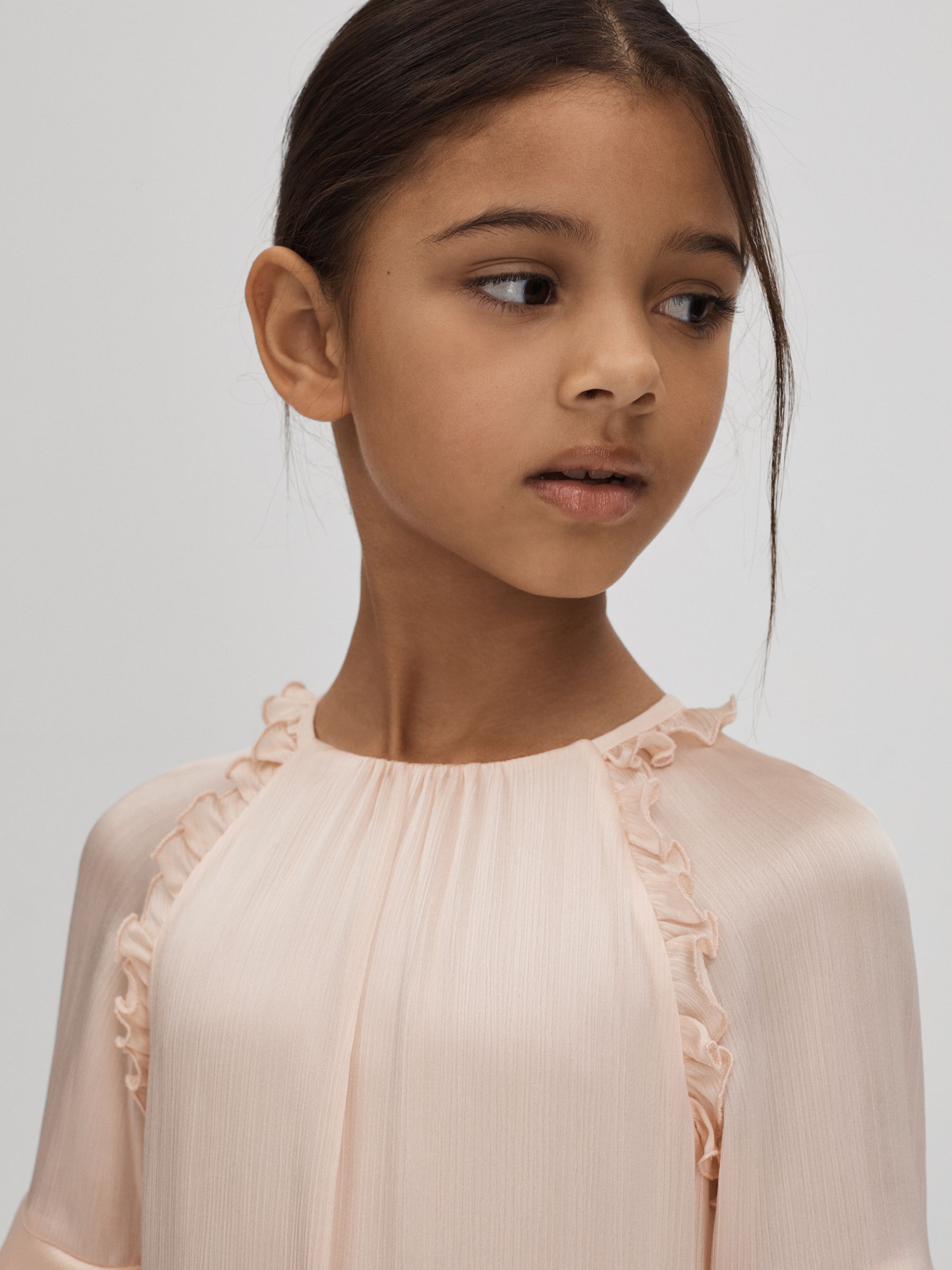 4-9 yrs Textured Satin Frilly Dress in Pink - Image 5 of 7