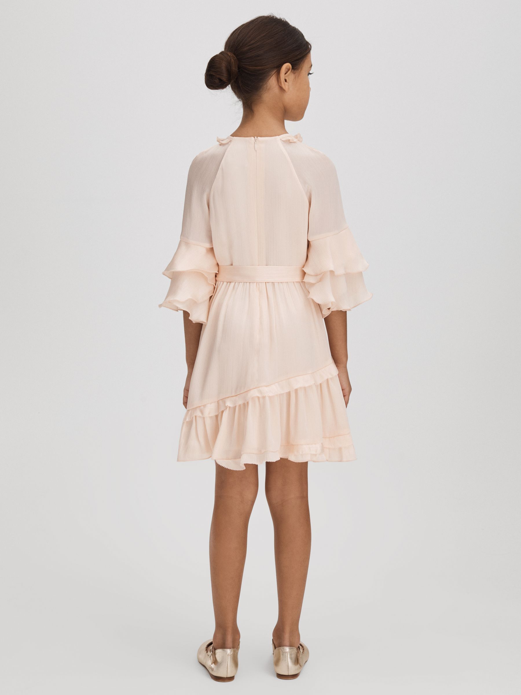 4-9 yrs Textured Satin Frilly Dress in Pink - Image 6 of 7