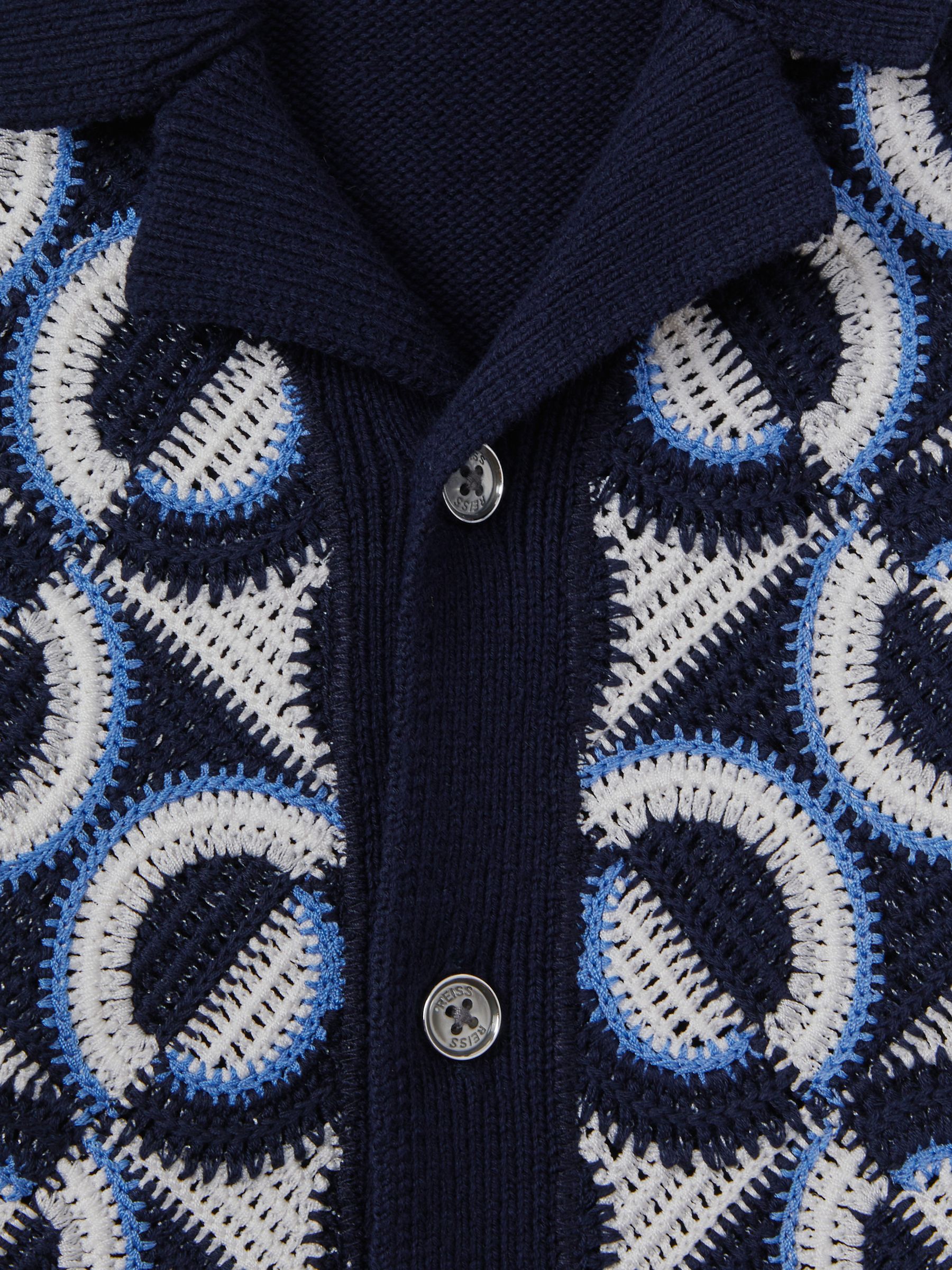 13-14 yrs Knitted Cuban Collar Shirt in Navy - Image 6 of 6