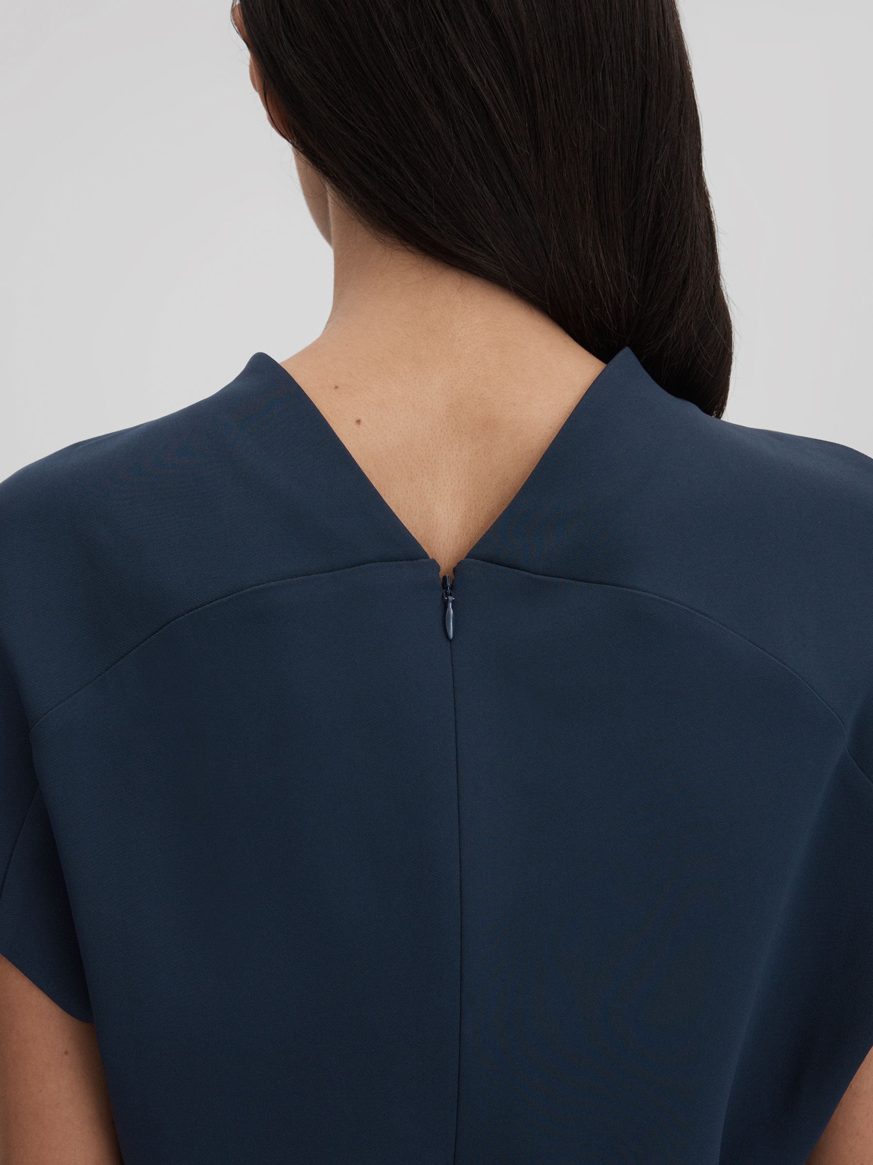 Ruched Bodycon Midi Dress in Navy - Image 5 of 6