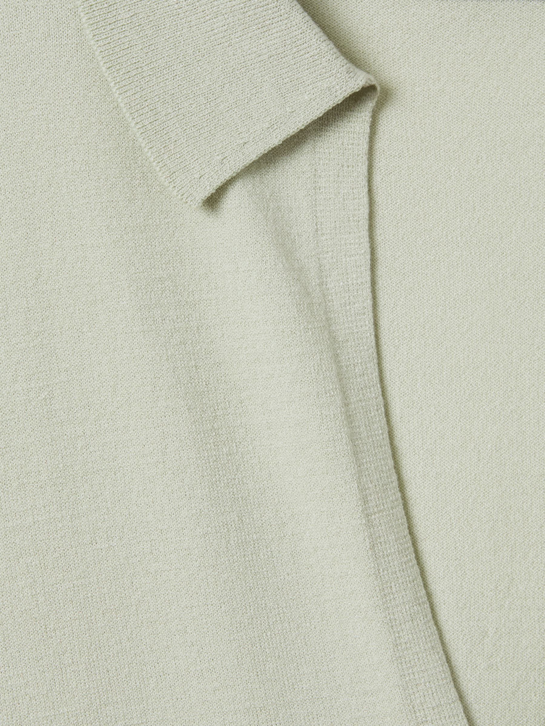 Knitted Collared V-Neck Top in Sage - Image 6 of 6