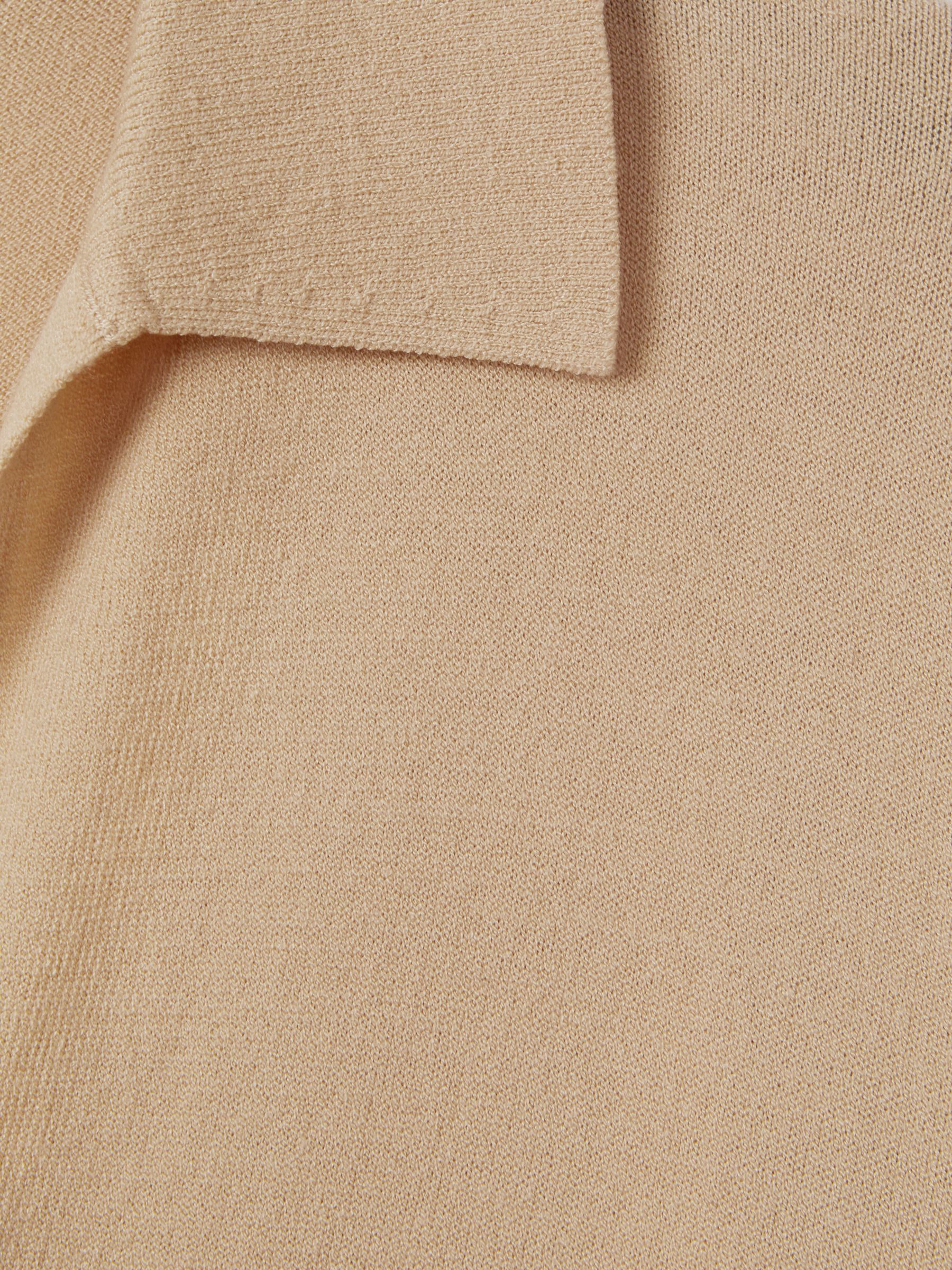 Knitted Collared V-Neck Top in Stone - Image 5 of 5