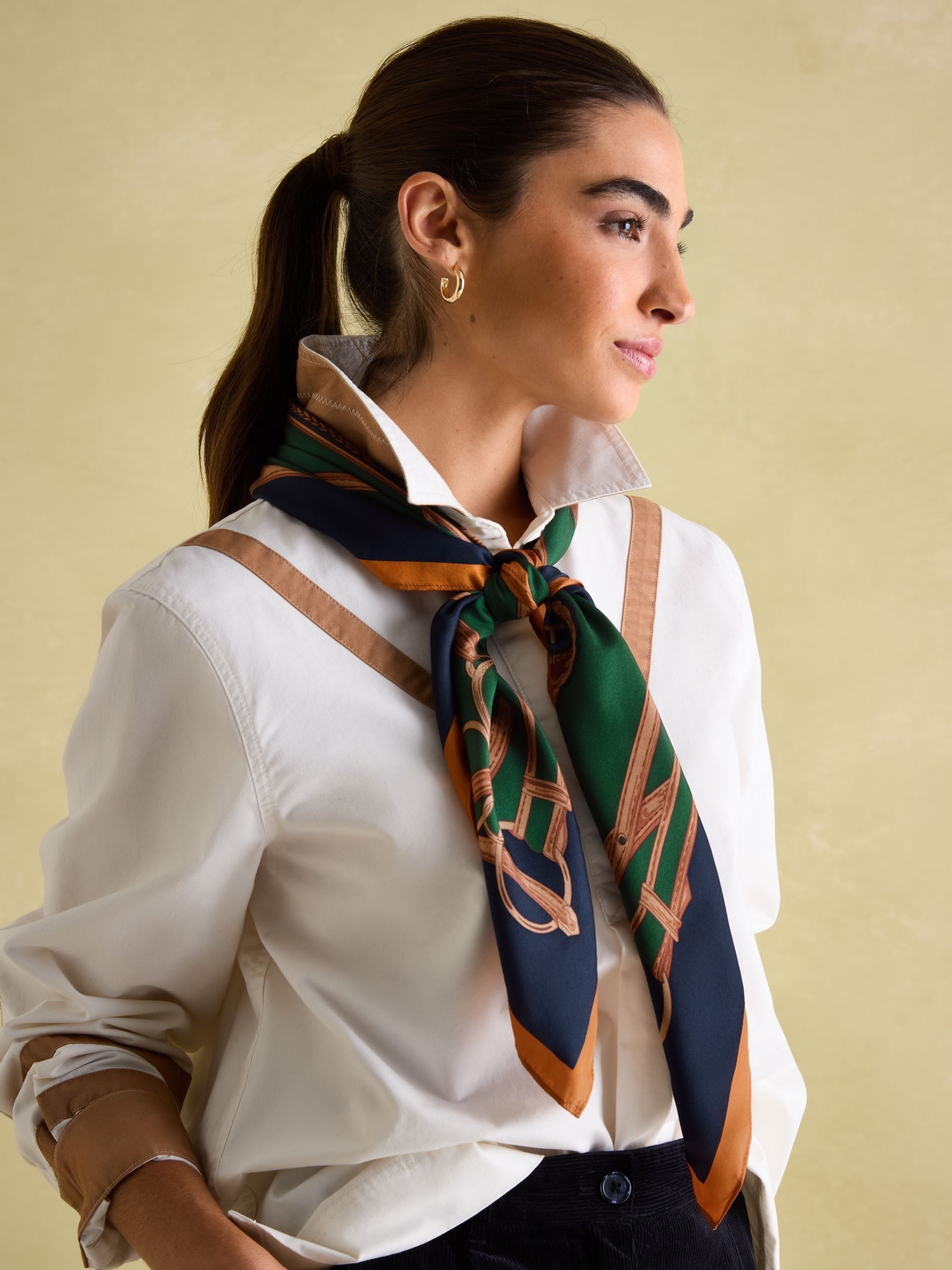 Bloomfield Khaki Green Square Silk Scarf - Image 1 of 6